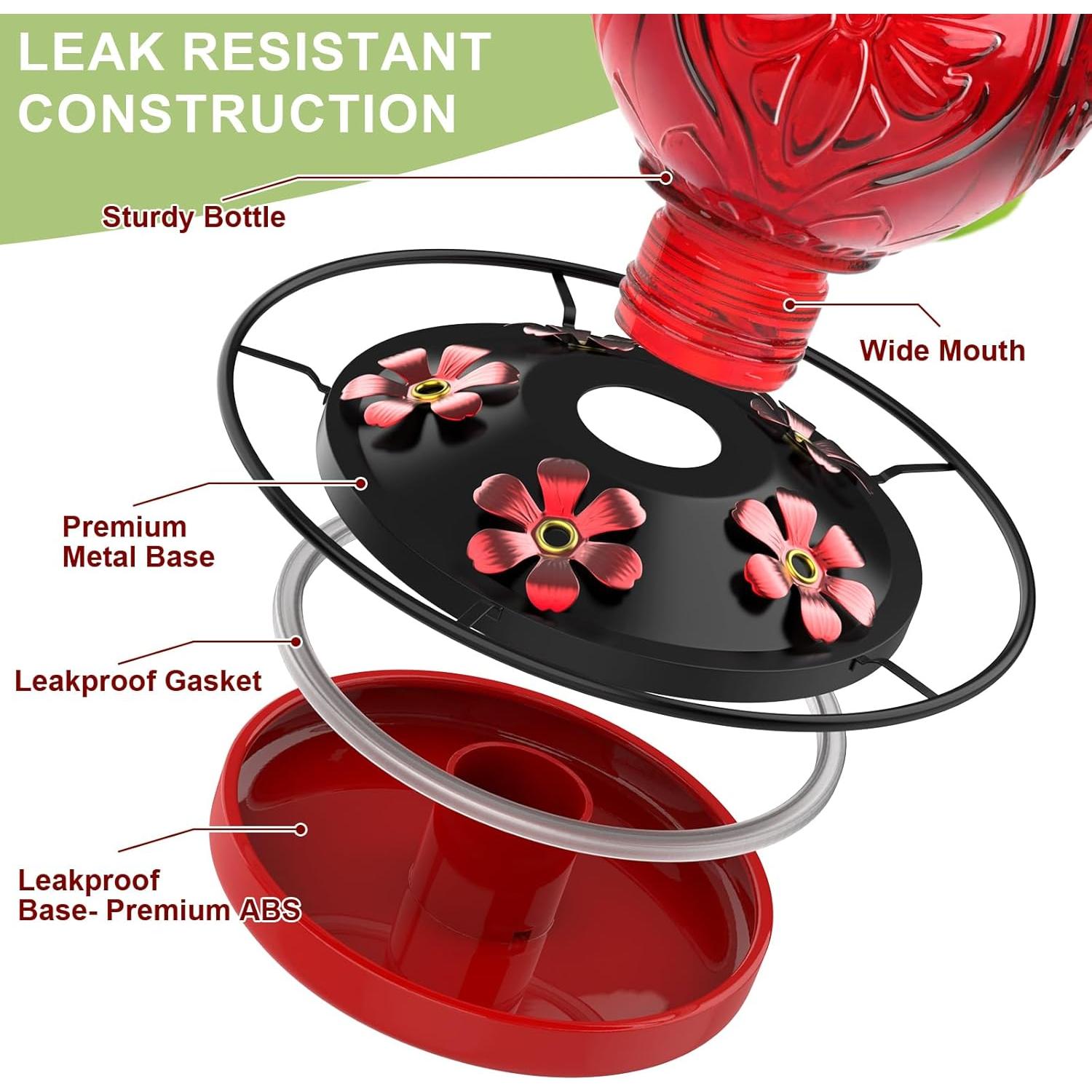 Alimentador de Colibríes de Vidrio Grete Gotye 0.74L Rojo