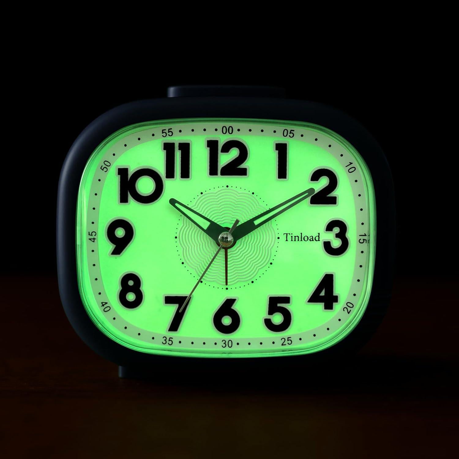 Reloj Despertador Tinload Azul Silencioso con Luz Nocturna