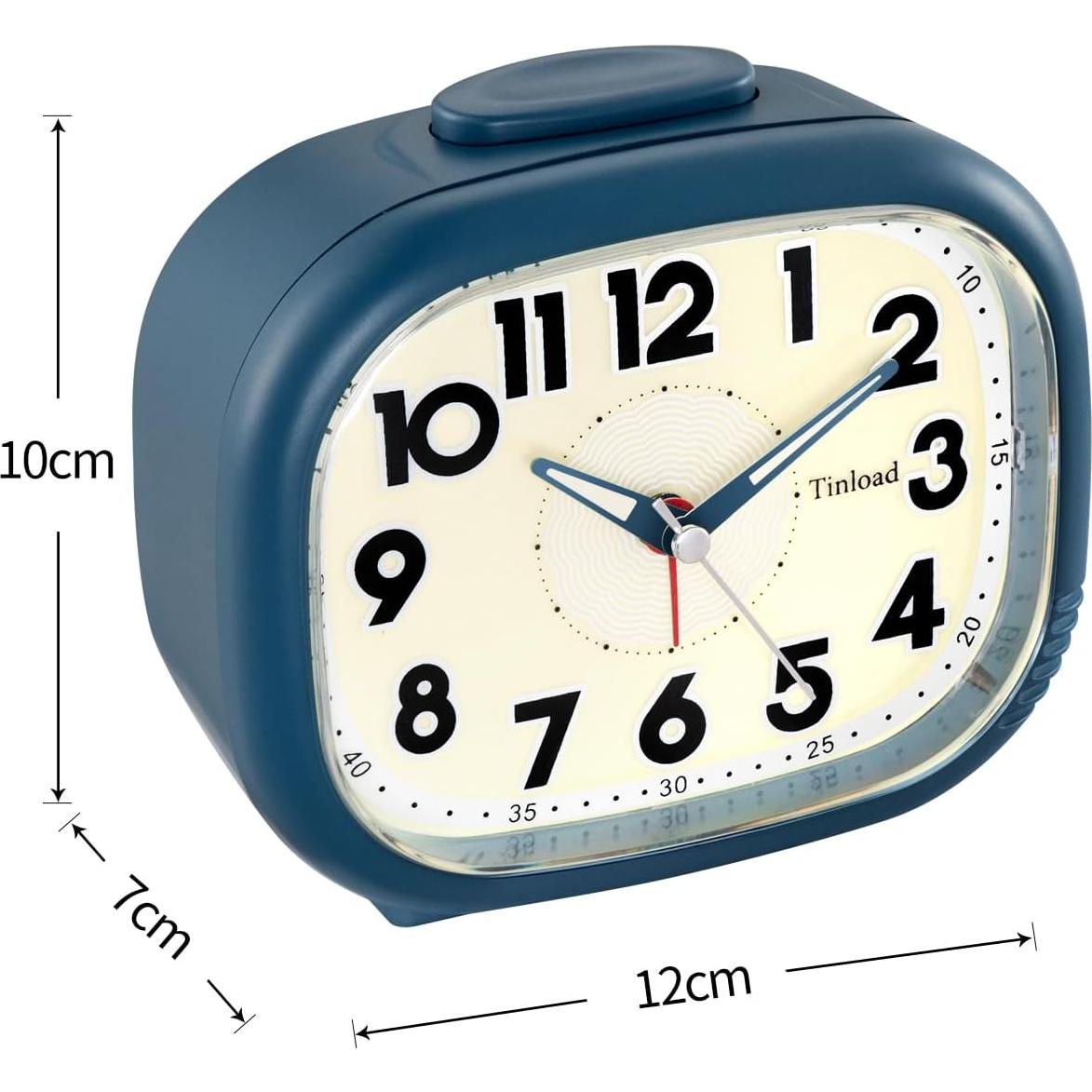 Reloj Despertador Tinload Azul Silencioso con Luz Nocturna