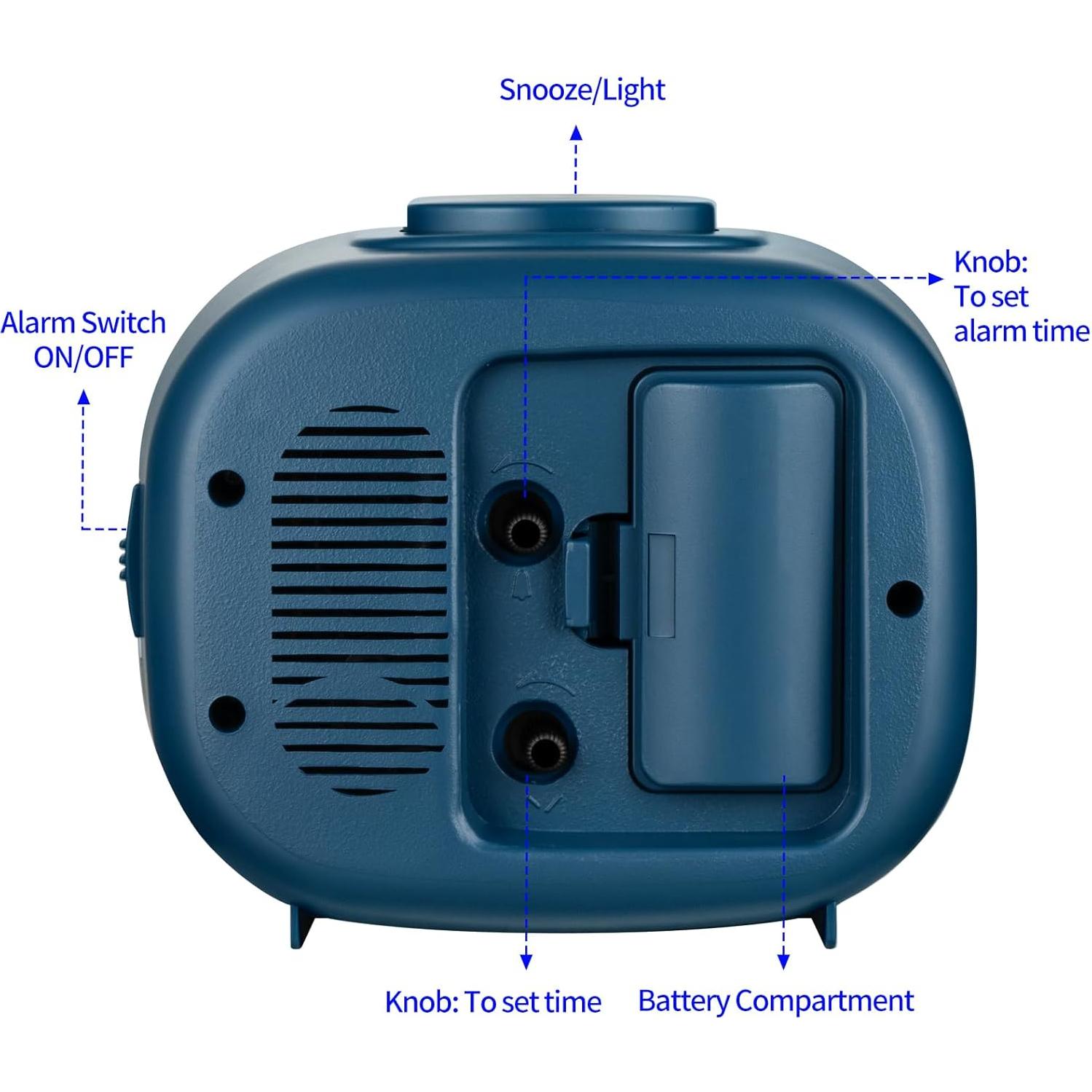 Reloj Despertador Tinload Azul Silencioso con Luz Nocturna