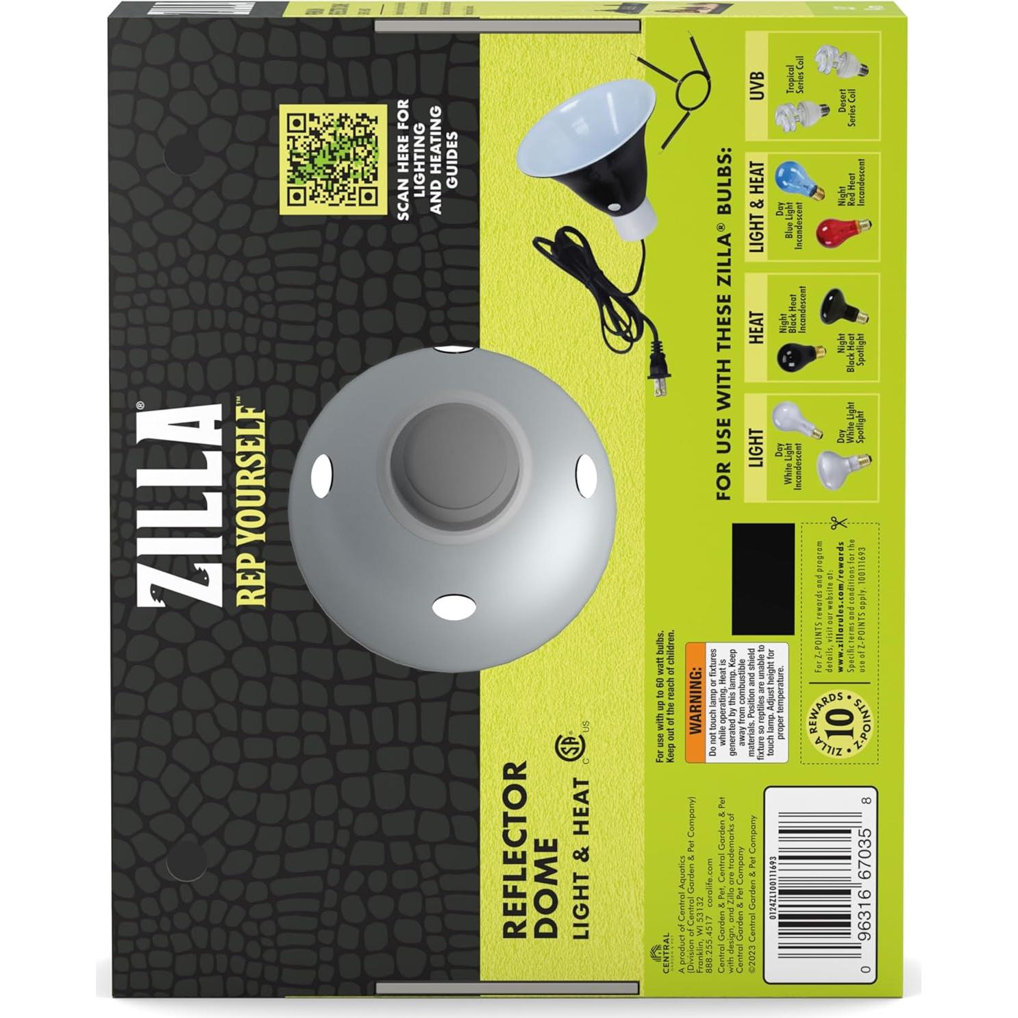 Domo Reflector Zilla 14 cm Negro para Terrarios