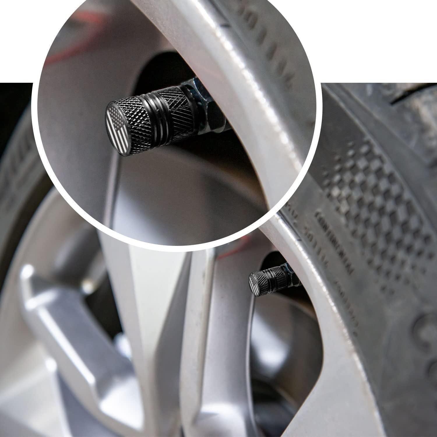 Tapas de Válvula para Neumáticos ESYVALVE - Paquete de 8, Diseño Bandera Americana