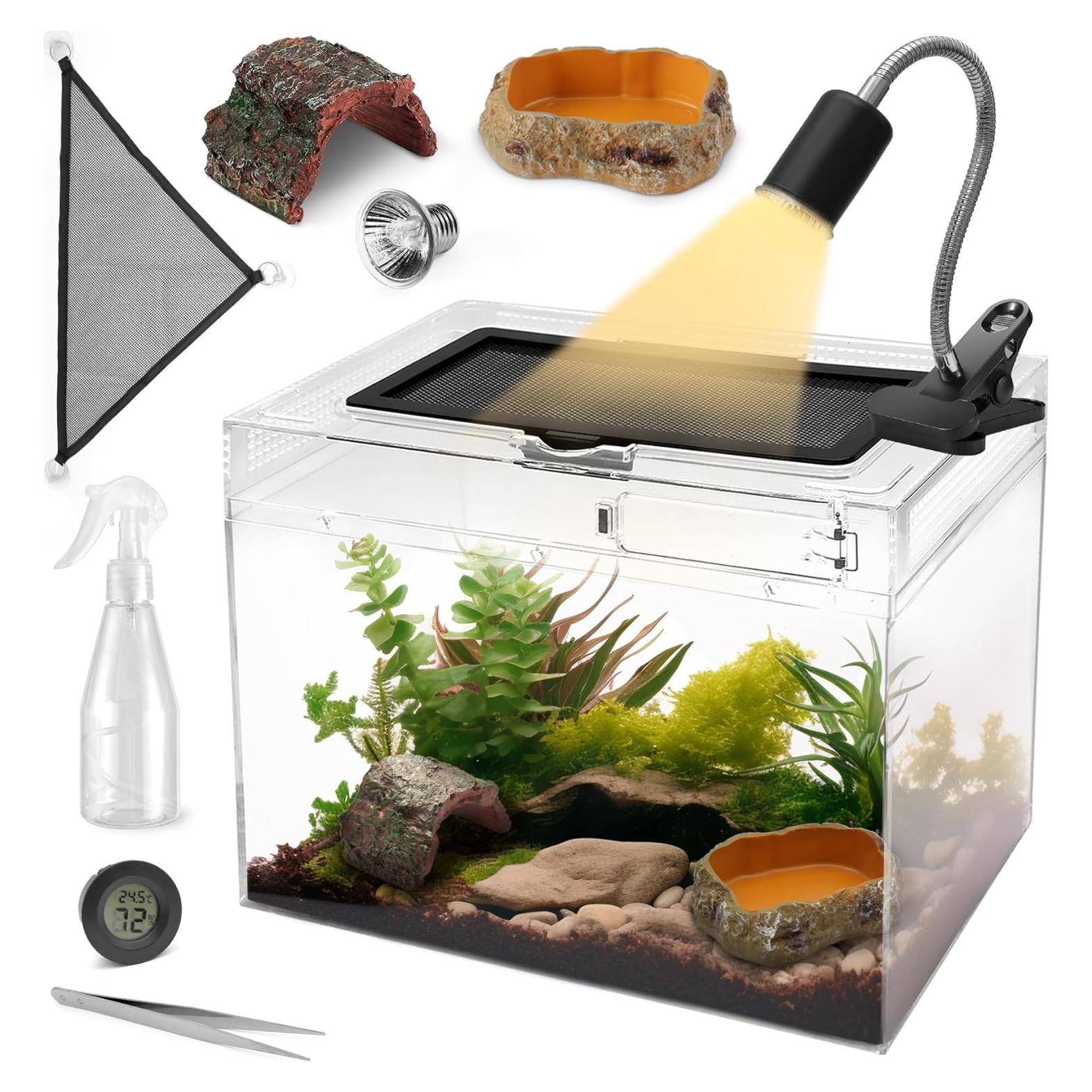 Terrario Pequeño AZV para Reptiles con Accesorios 30.48x22.86 cm