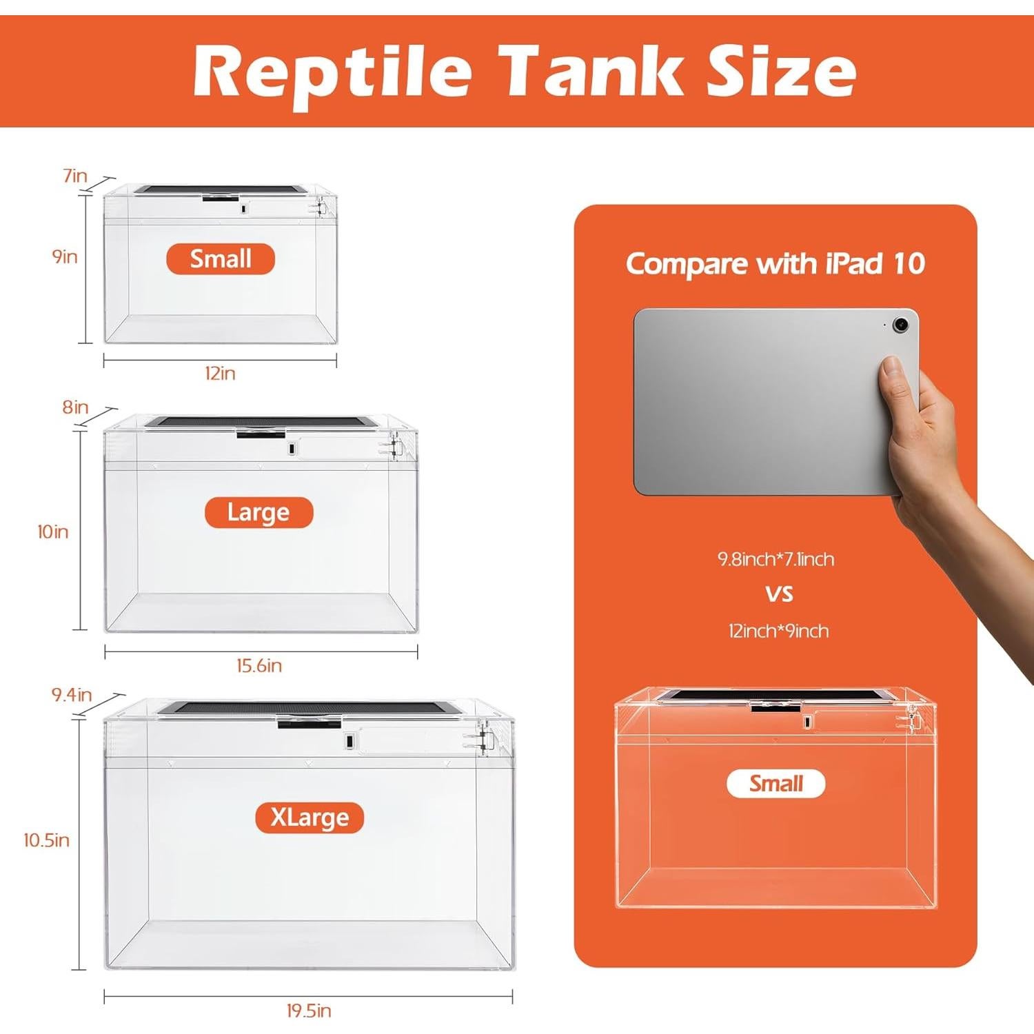 Terrario Pequeño AZV para Reptiles con Accesorios 30.48x22.86 cm