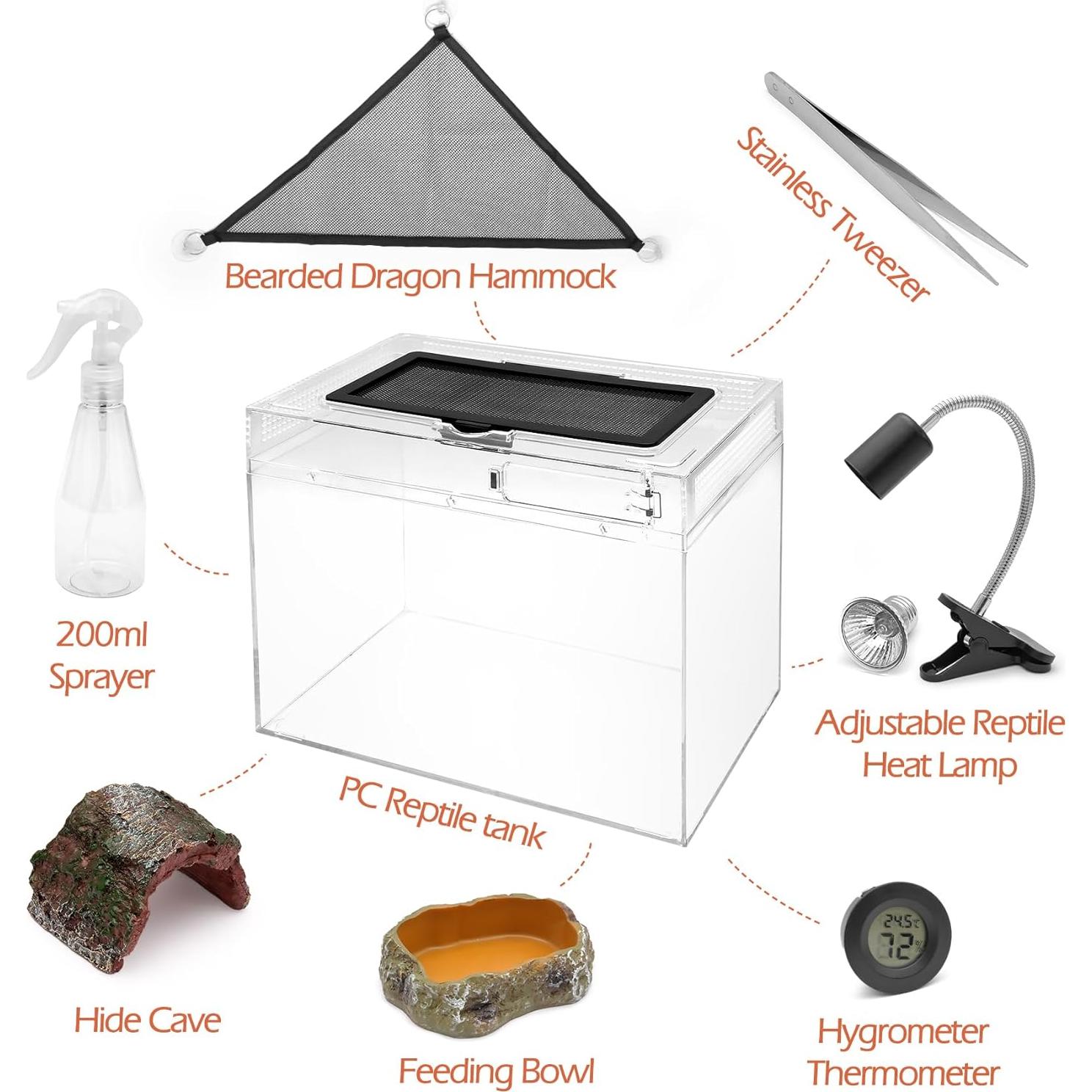 Terrario Pequeño AZV para Reptiles con Accesorios 30.48x22.86 cm