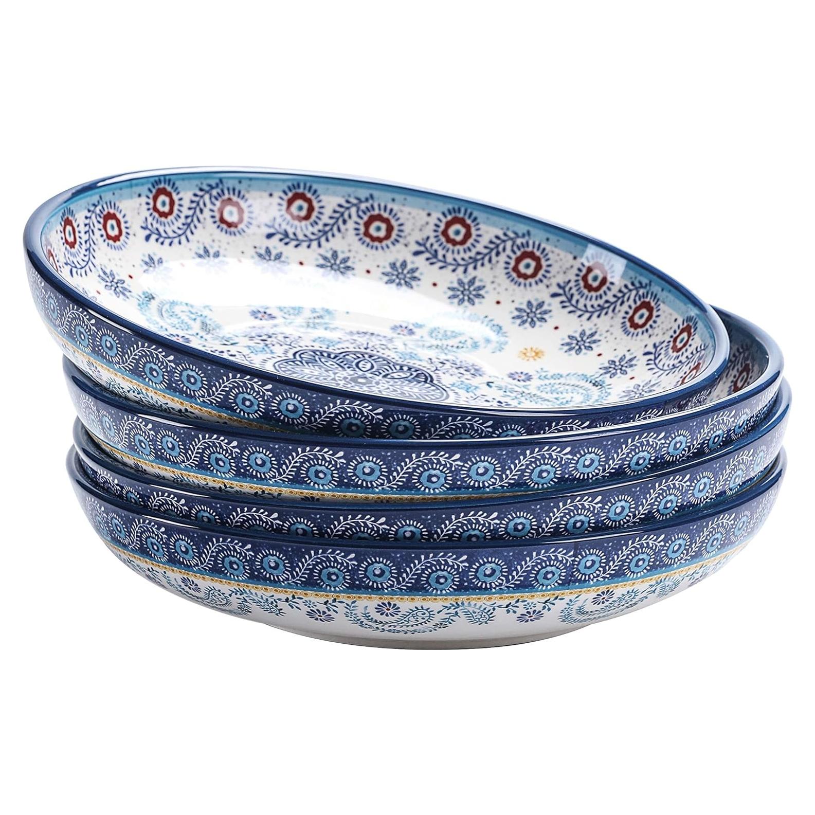 Juego de 4 Boles de Cerámica Talavera Azul Bico 1035ml