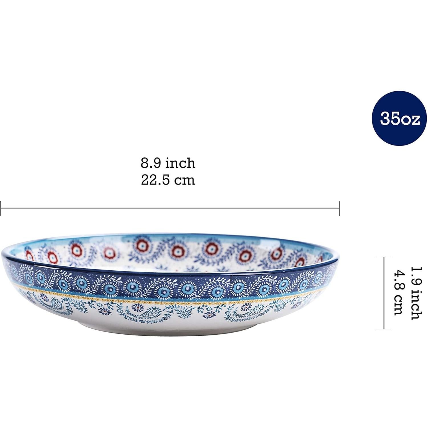 Juego de 4 Boles de Cerámica Talavera Azul Bico 1035ml