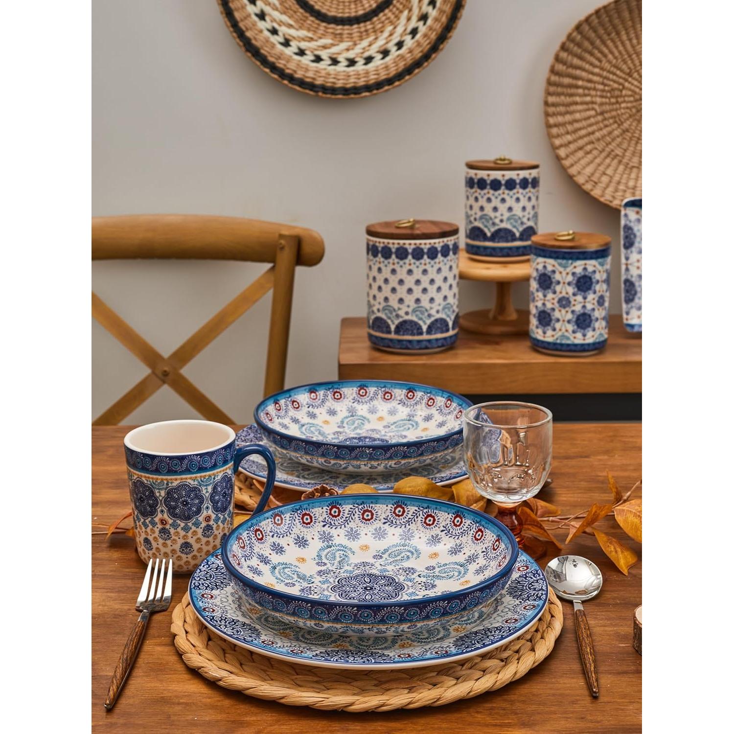 Juego de 4 Boles de Cerámica Talavera Azul Bico 1035ml