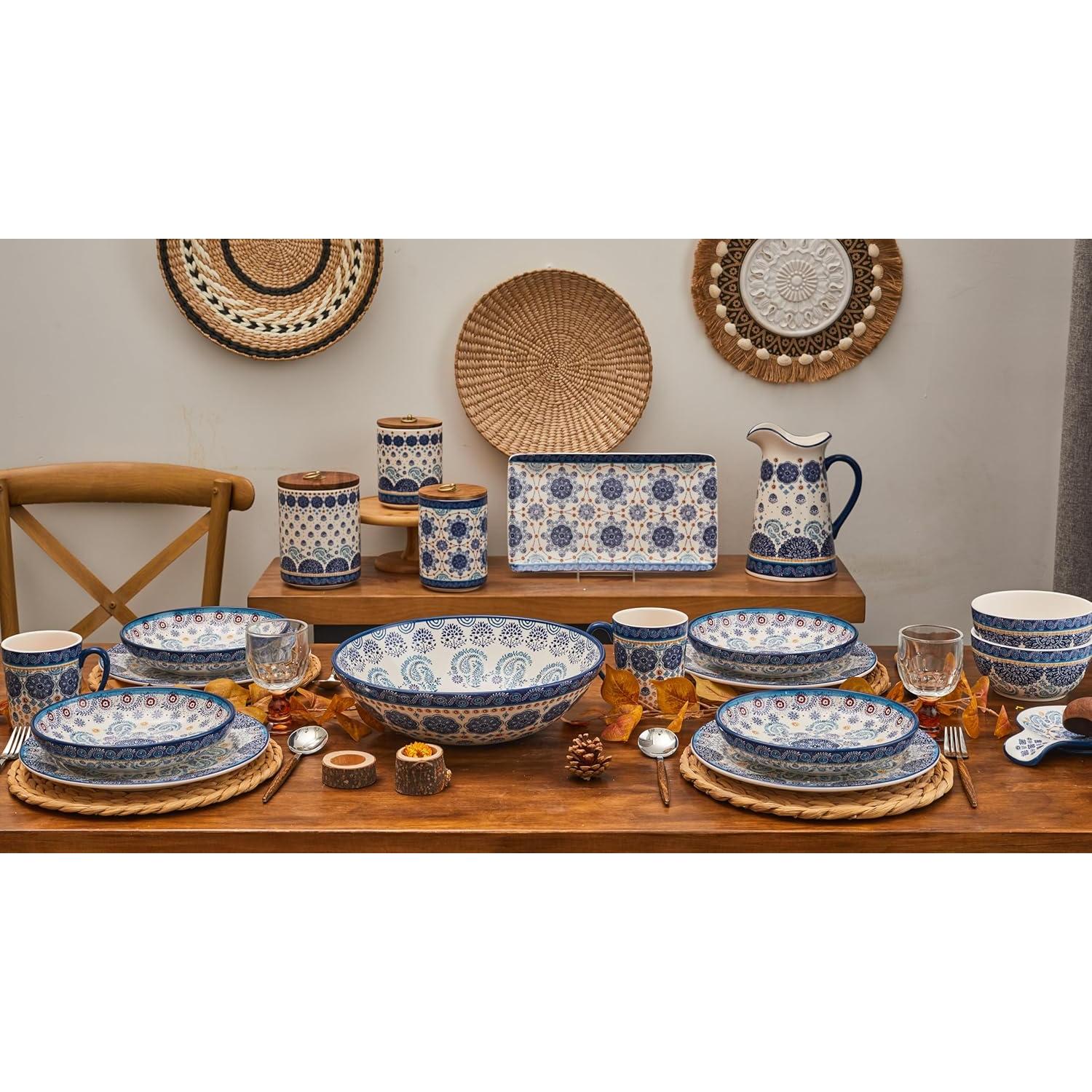 Juego de 4 Boles de Cerámica Talavera Azul Bico 1035ml