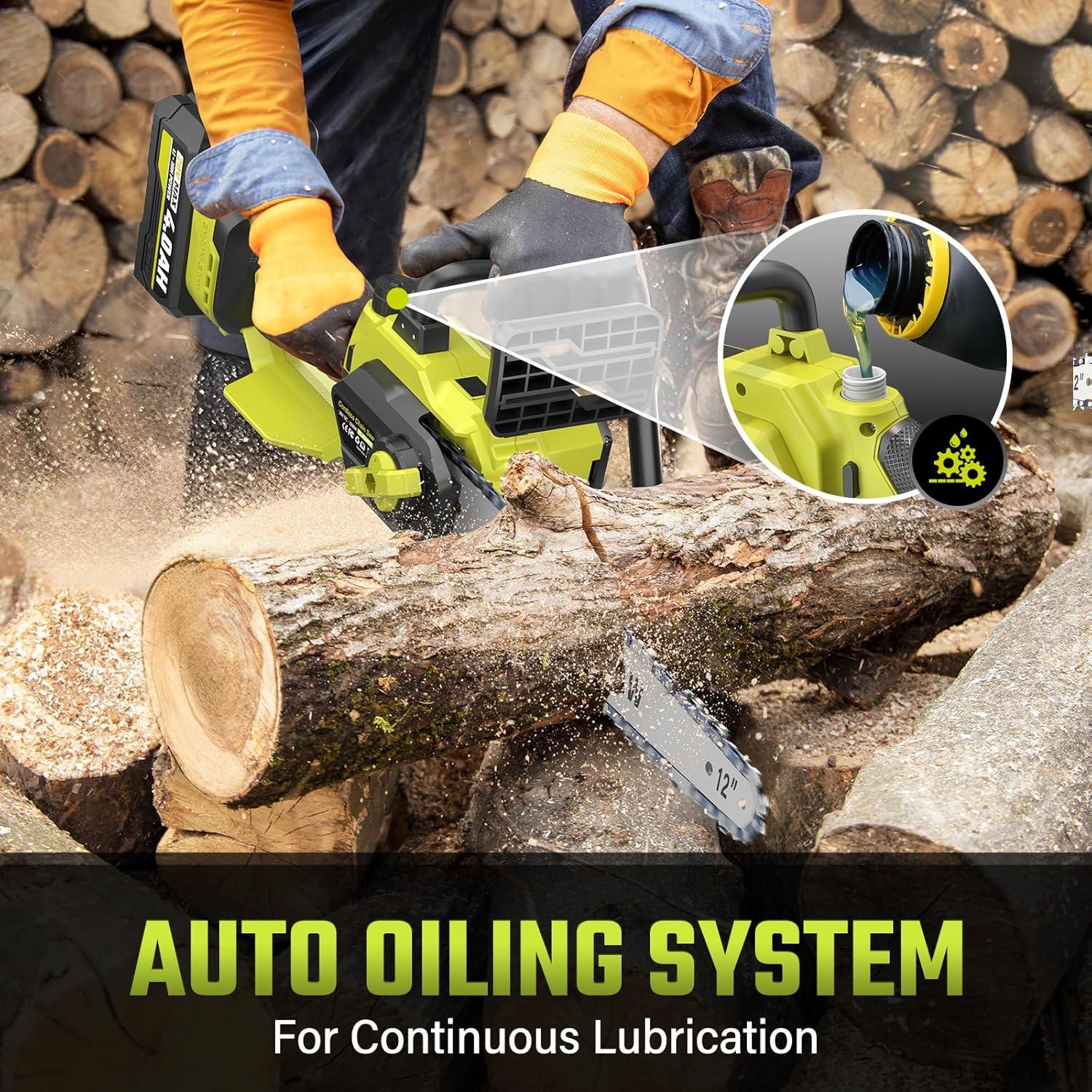 Sierra de Cadena Inalámbrica SEYVUM 12" 20V 4.0Ah con 2 Baterías