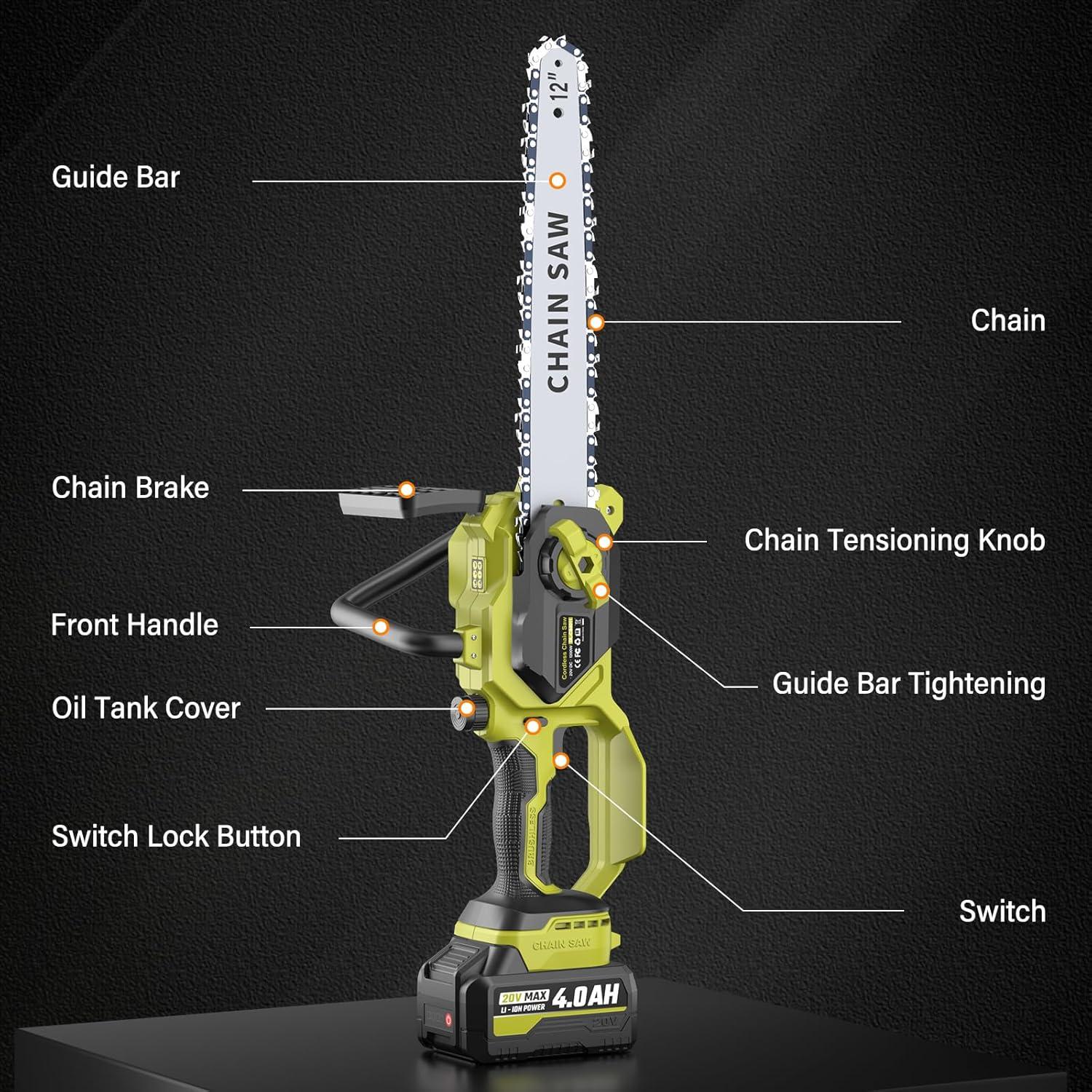 Sierra de Cadena Inalámbrica SEYVUM 12" 20V 4.0Ah con 2 Baterías