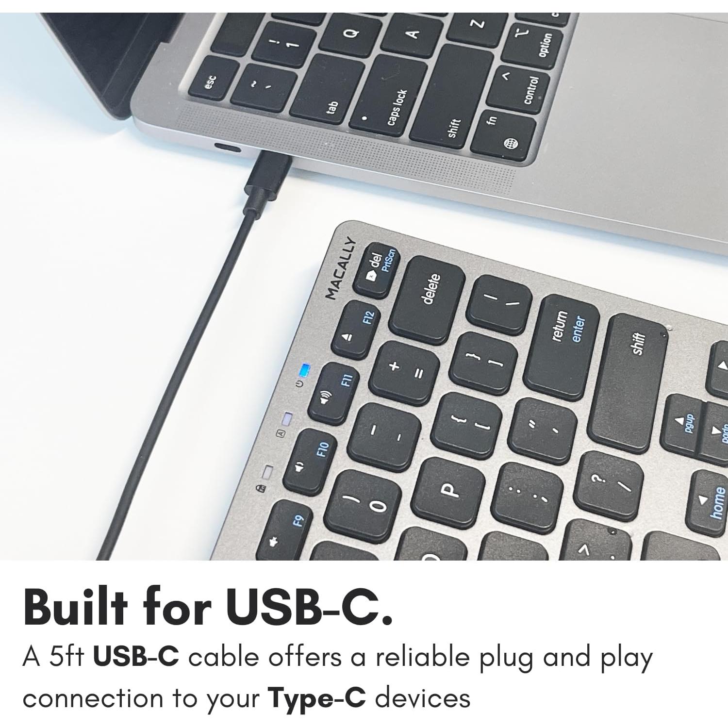 Teclado USB-C Macally Compacto 78 Teclas Gris Espacial