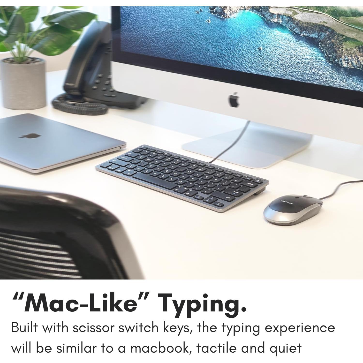 Teclado USB-C Macally Compacto 78 Teclas Gris Espacial