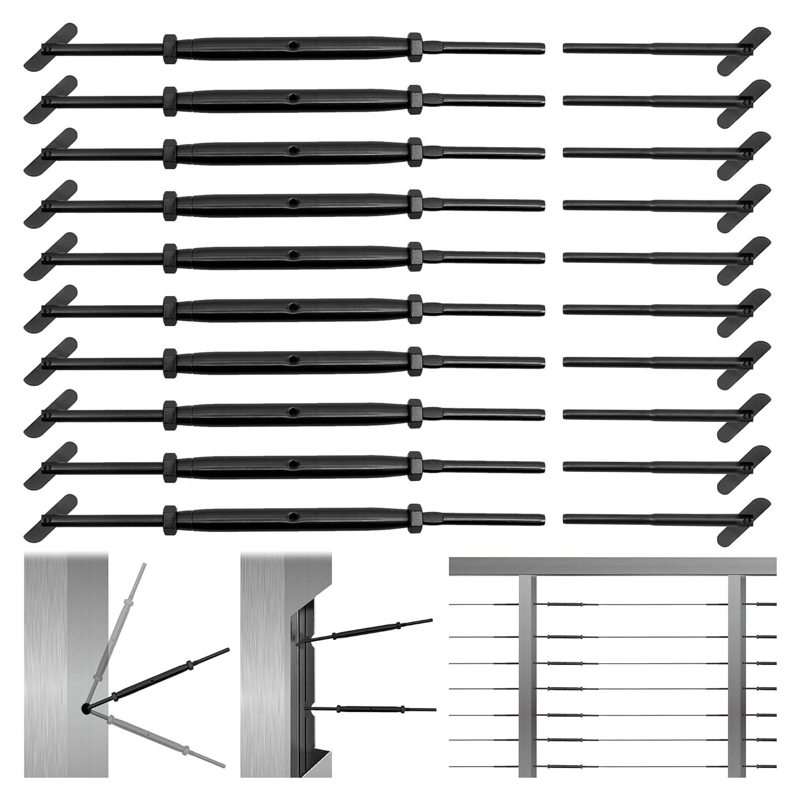 Kit de Barandilla de Cable Helffer 10 Pares Negro 1/8" (3.18 mm)