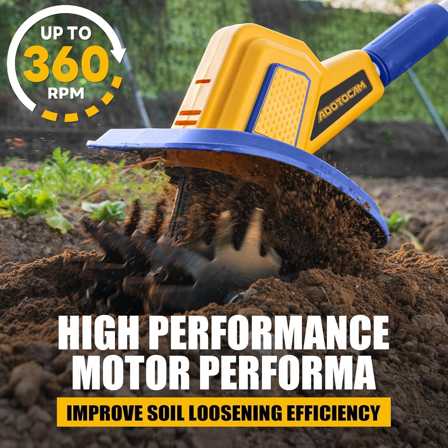 Cultivador de Jardín Inalámbrico ADOTOCAM 20V 360RPM 23cm