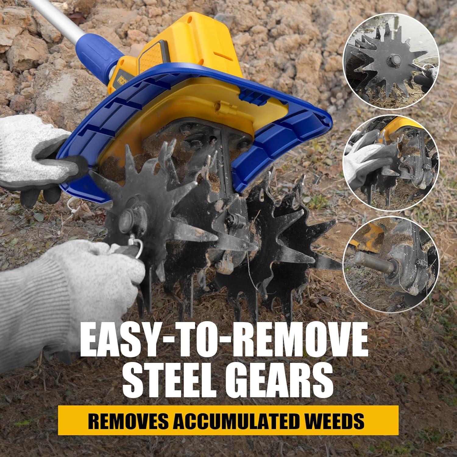 Cultivador de Jardín Inalámbrico ADOTOCAM 20V 360RPM 23cm