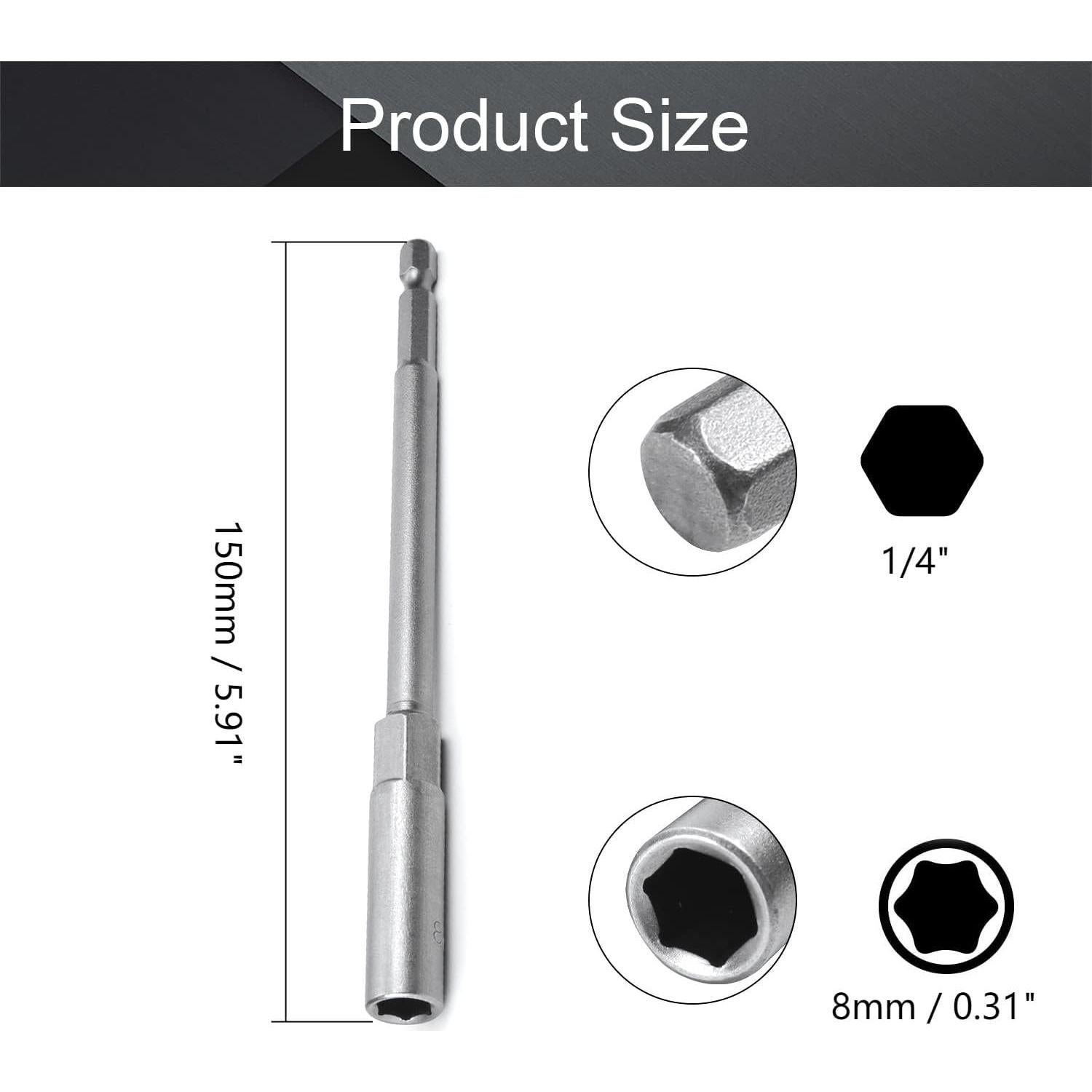 Portabrocas Utoolmart 2 Piezas 1/4" Hexagonal 150mm