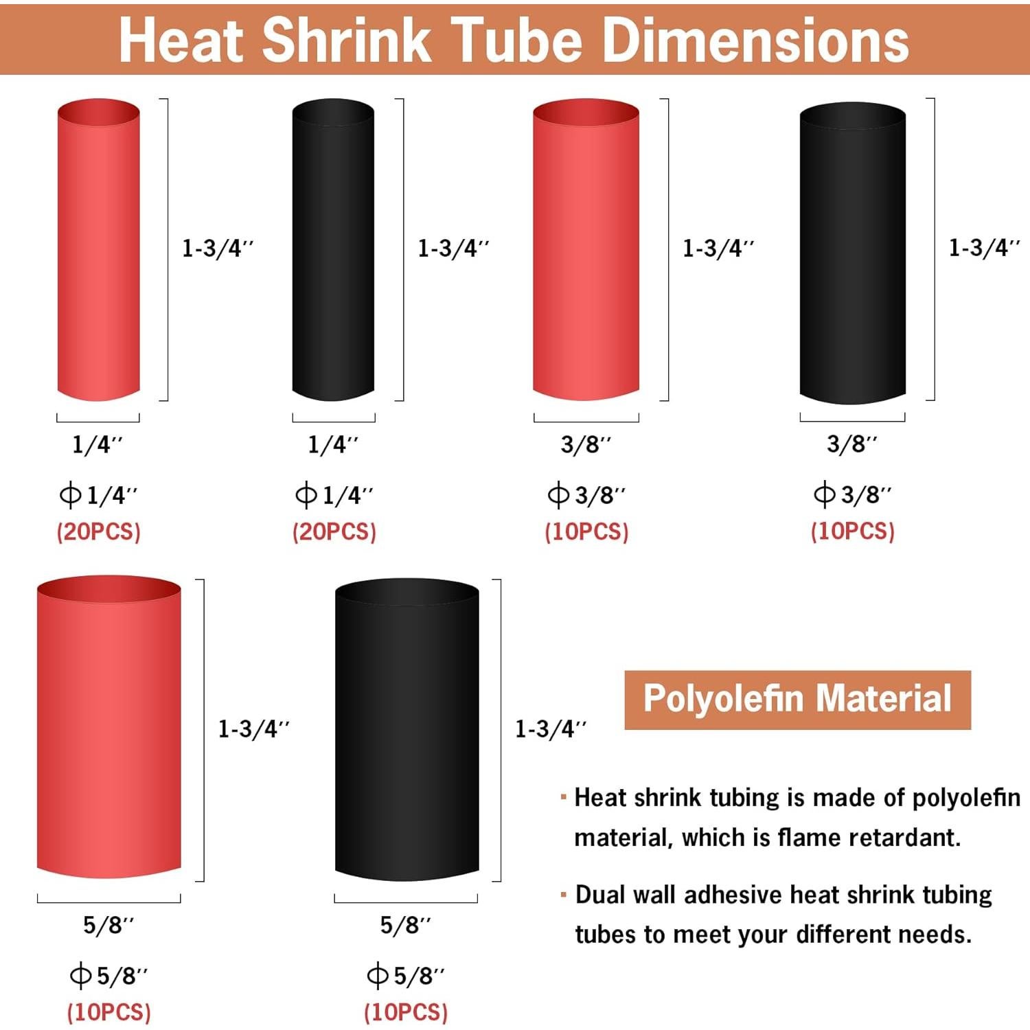 Kit 150 Terminales de Cobre dojobkinb con 80 Tubos Termocontraíbles