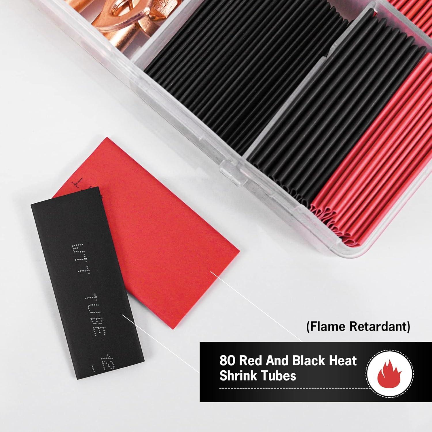 Kit 150 Terminales de Cobre dojobkinb con 80 Tubos Termocontraíbles