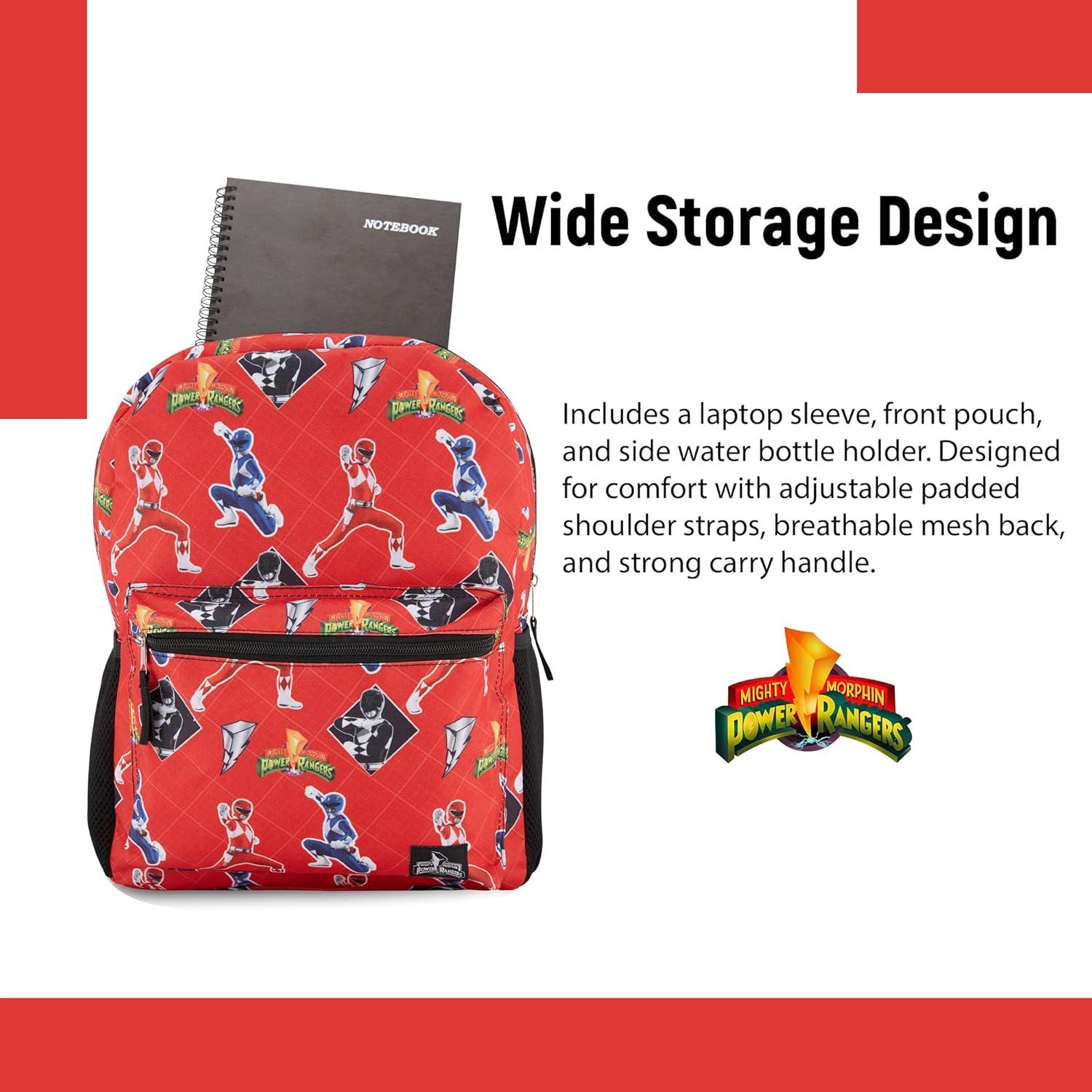 Mochila Escolar Power Rangers Oficial - Rojo, 40.6x30.5x12.7 cm