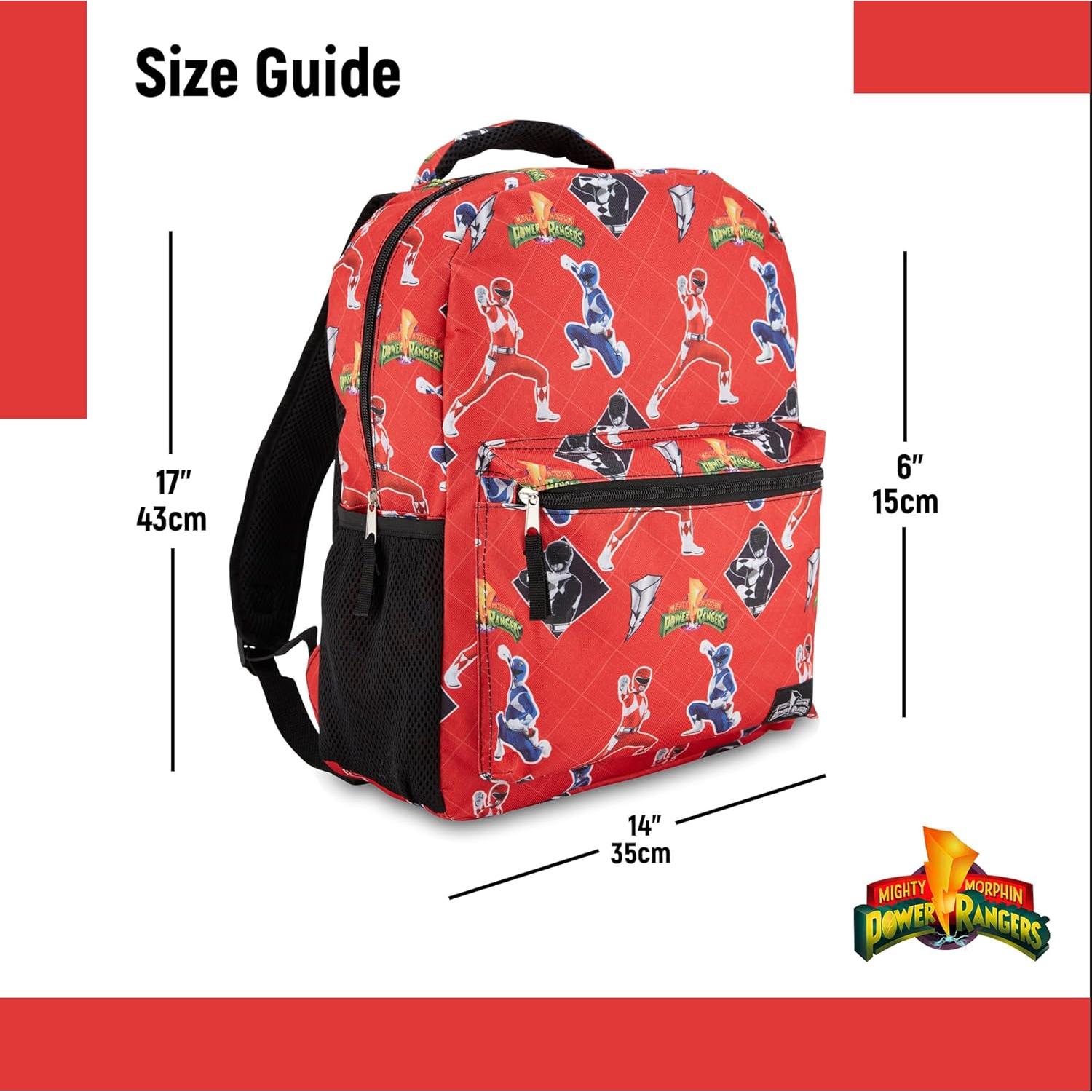 Mochila Escolar Power Rangers Oficial - Rojo, 40.6x30.5x12.7 cm