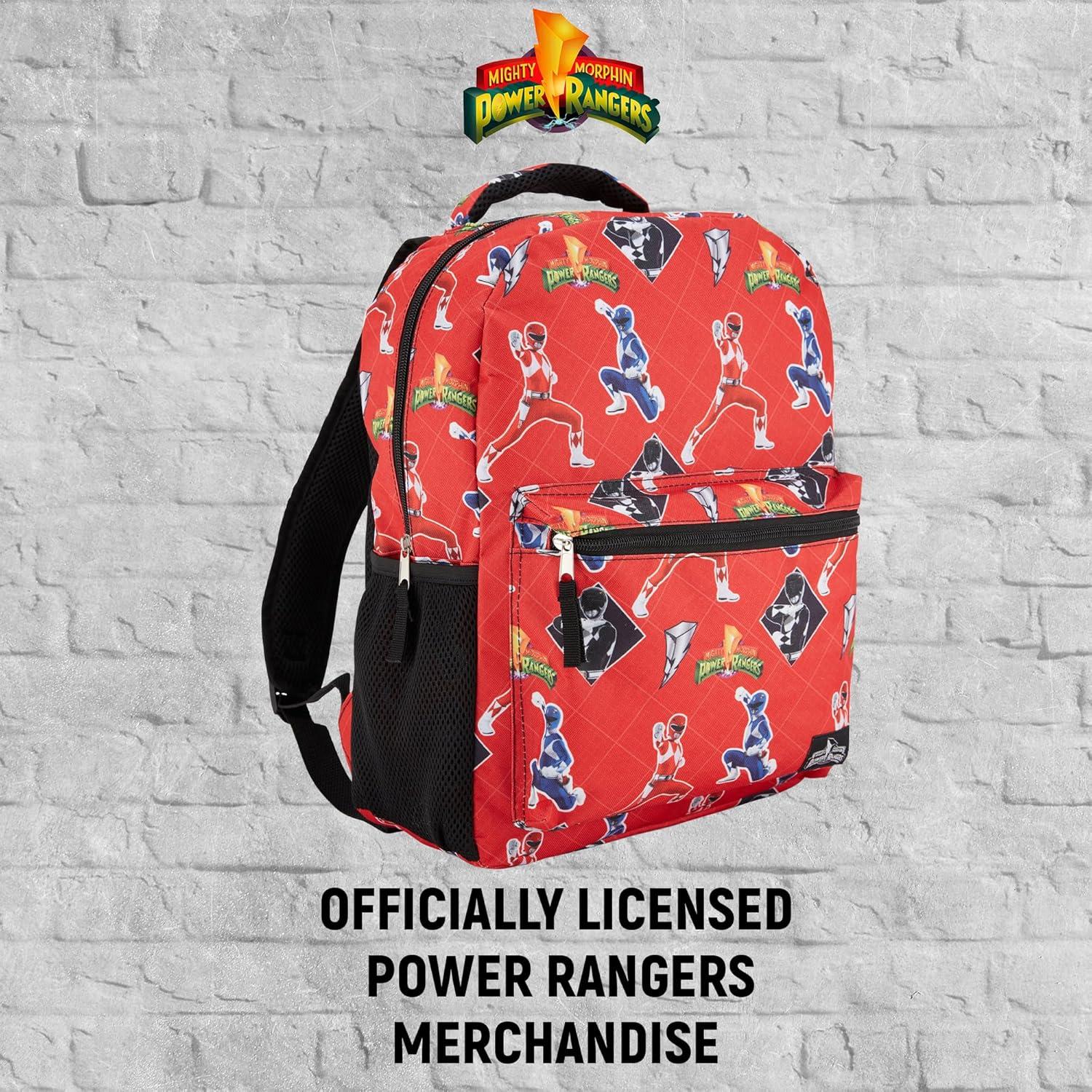 Mochila Escolar Power Rangers Oficial - Rojo, 40.6x30.5x12.7 cm