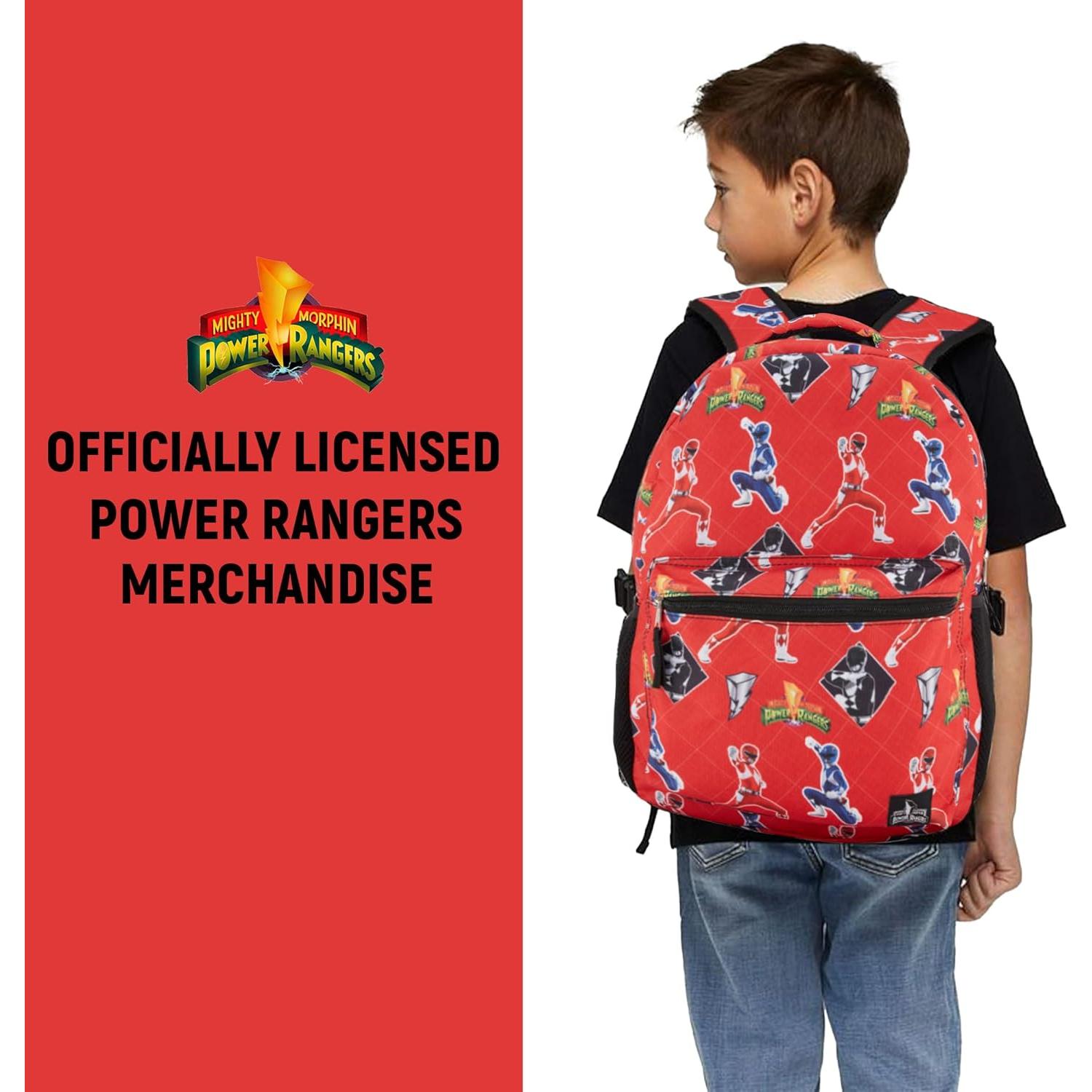 Mochila Escolar Power Rangers Oficial - Rojo, 40.6x30.5x12.7 cm