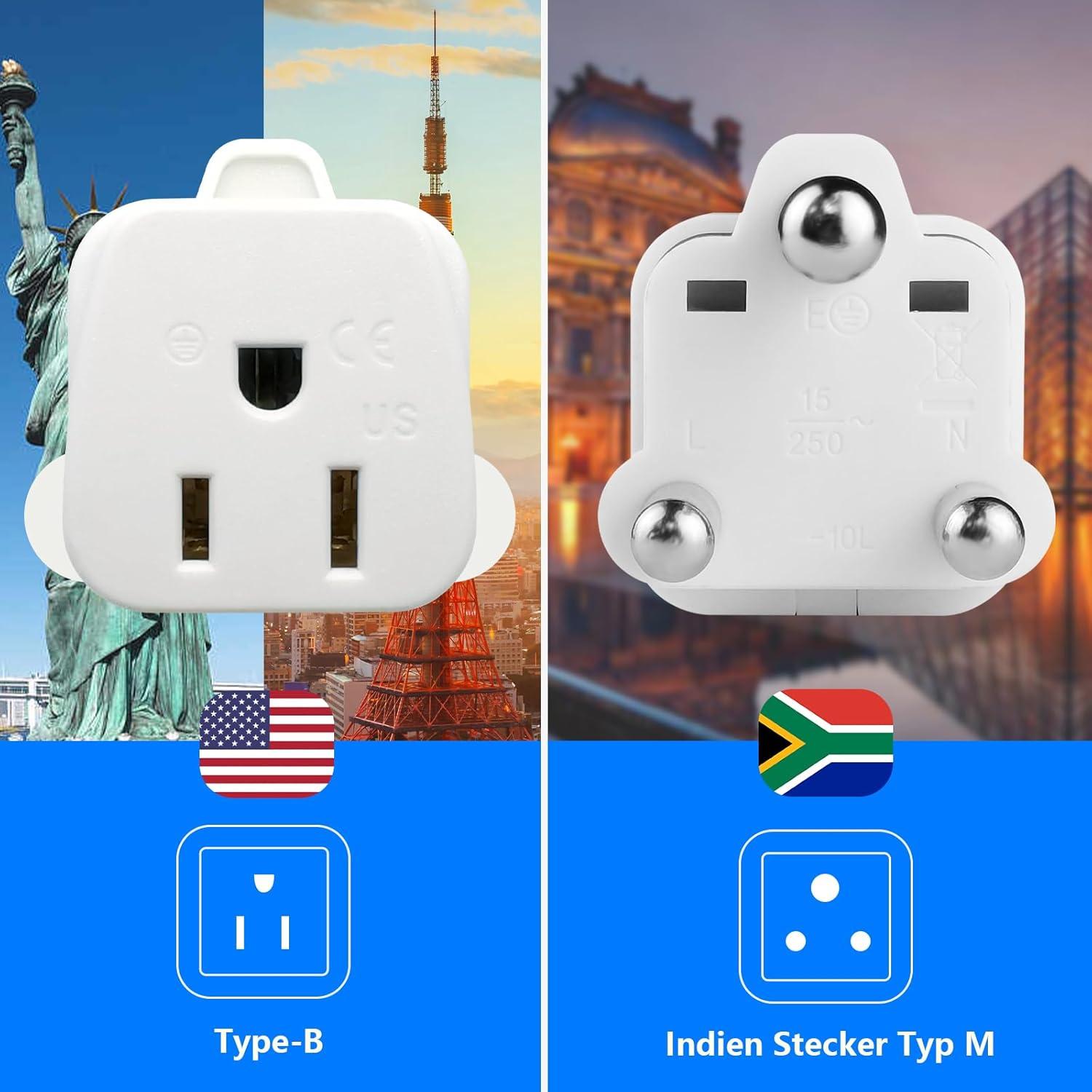 Adaptador de Enchufe de Viaje Tipo M Sudáfrica - 2 Unidades
