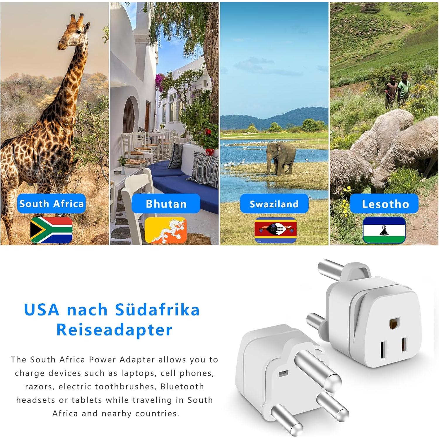 Adaptador de Enchufe de Viaje Tipo M Sudáfrica - 2 Unidades