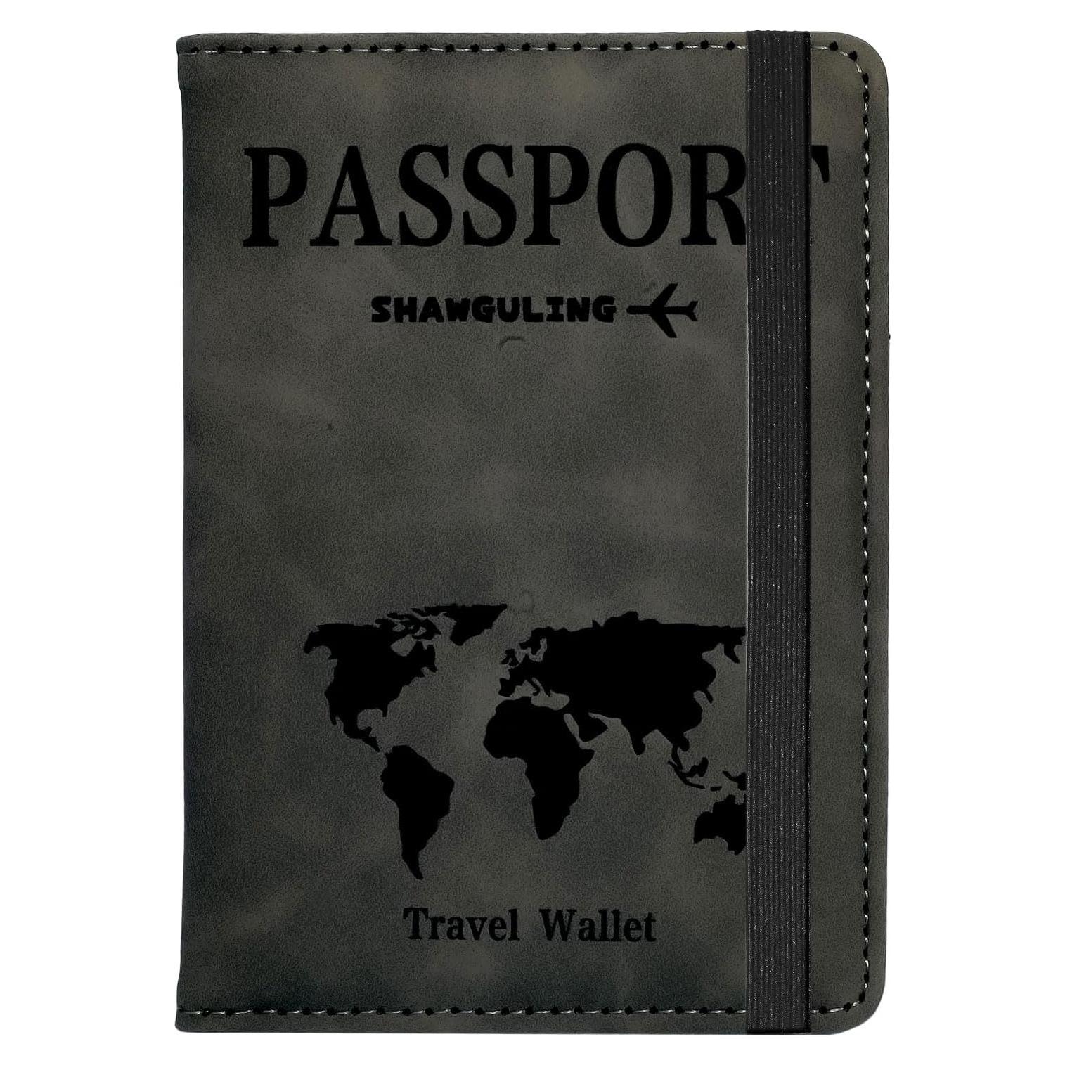 Portapasaporte Negro con Bloqueo RFID de Cuero PU Unisex