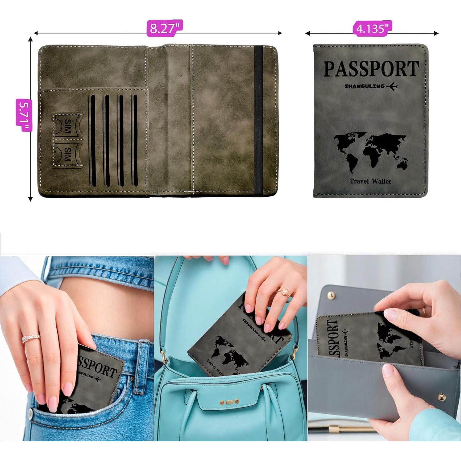 Portapasaporte Negro con Bloqueo RFID de Cuero PU Unisex