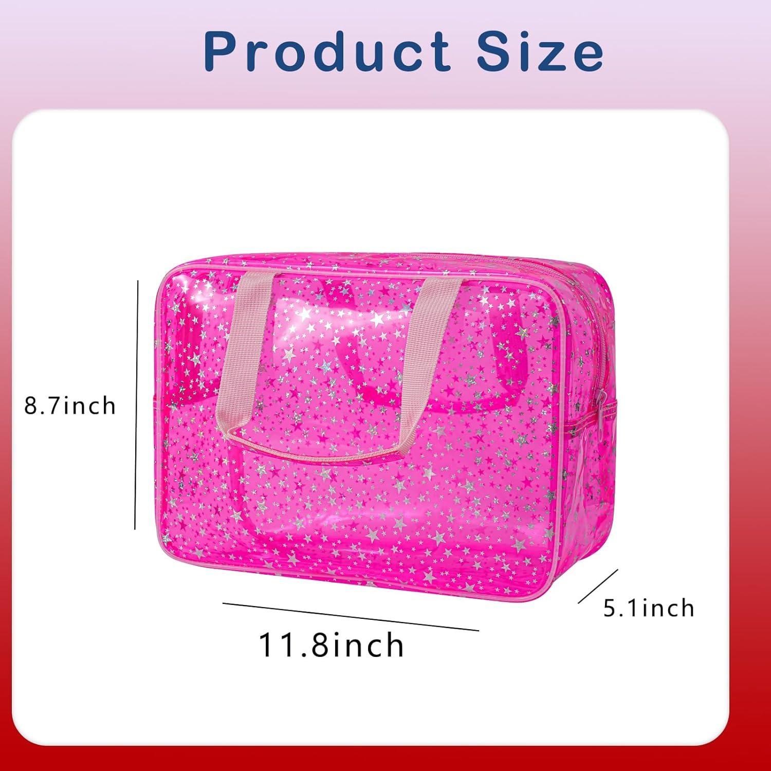 Bolsa Cosmética Grande PVC Transparente Estrella 30x13x22cm Rosa