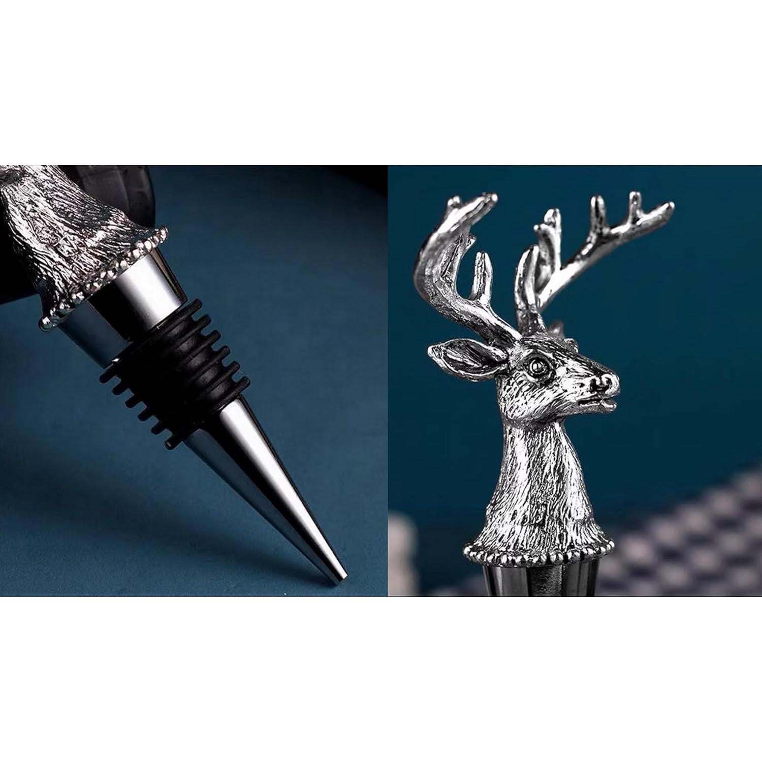 Set 2-en-1 ZenithCraft: Vertedor y Tapón de Vino Ciervo