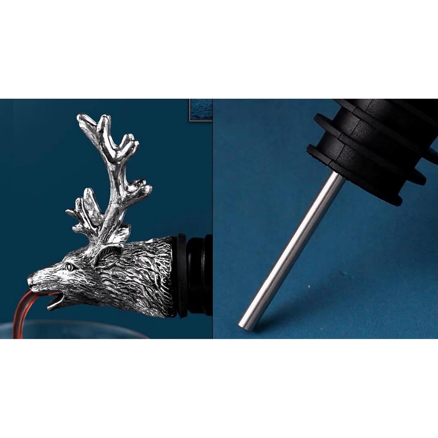 Set 2-en-1 ZenithCraft: Vertedor y Tapón de Vino Ciervo