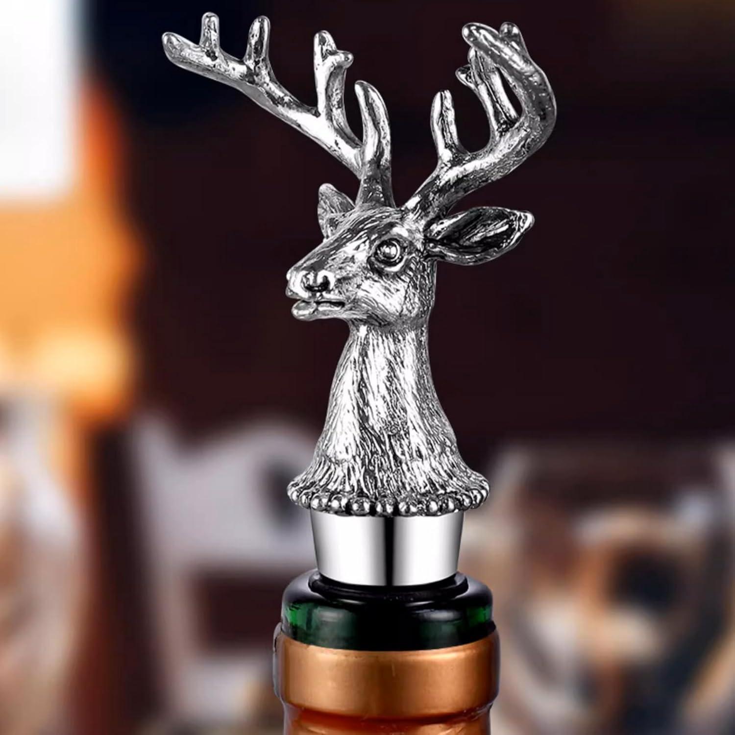 Set 2-en-1 ZenithCraft: Vertedor y Tapón de Vino Ciervo