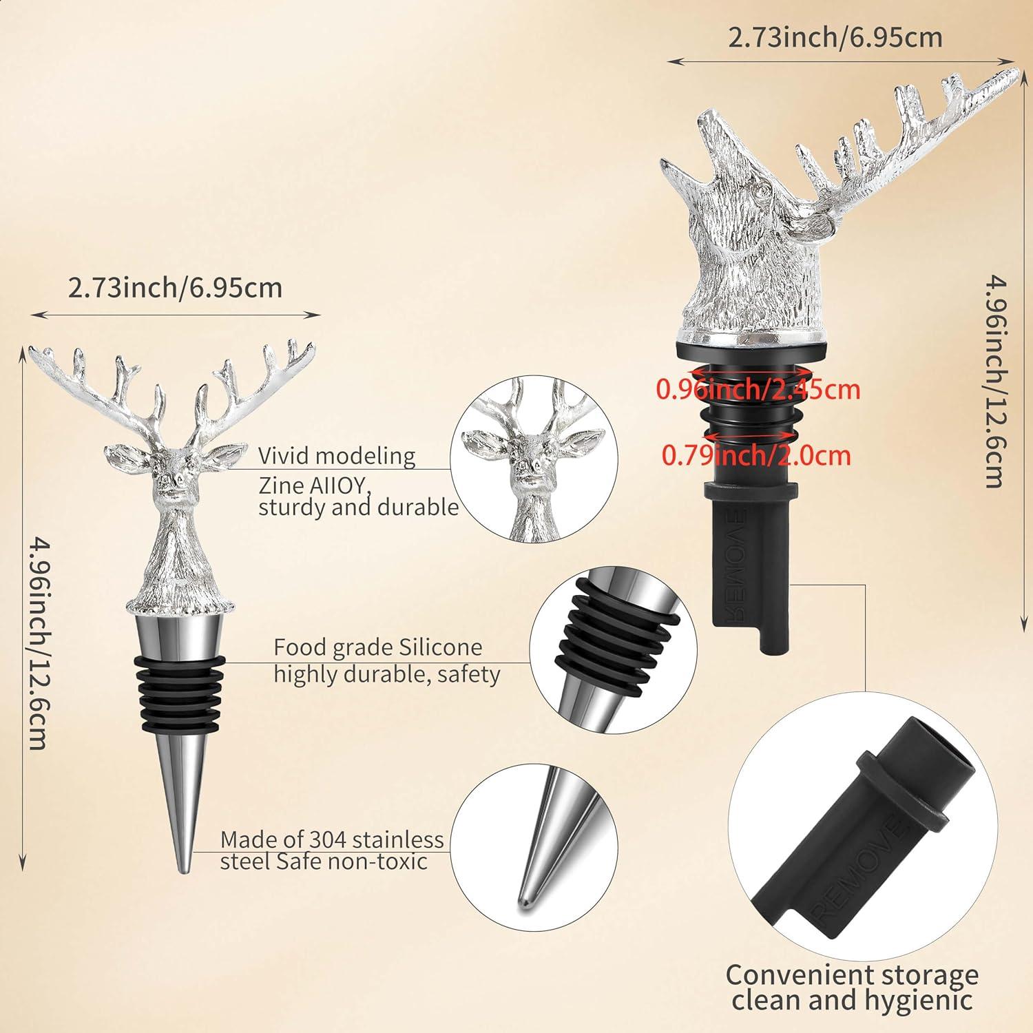 Set 2-en-1 ZenithCraft: Vertedor y Tapón de Vino Ciervo