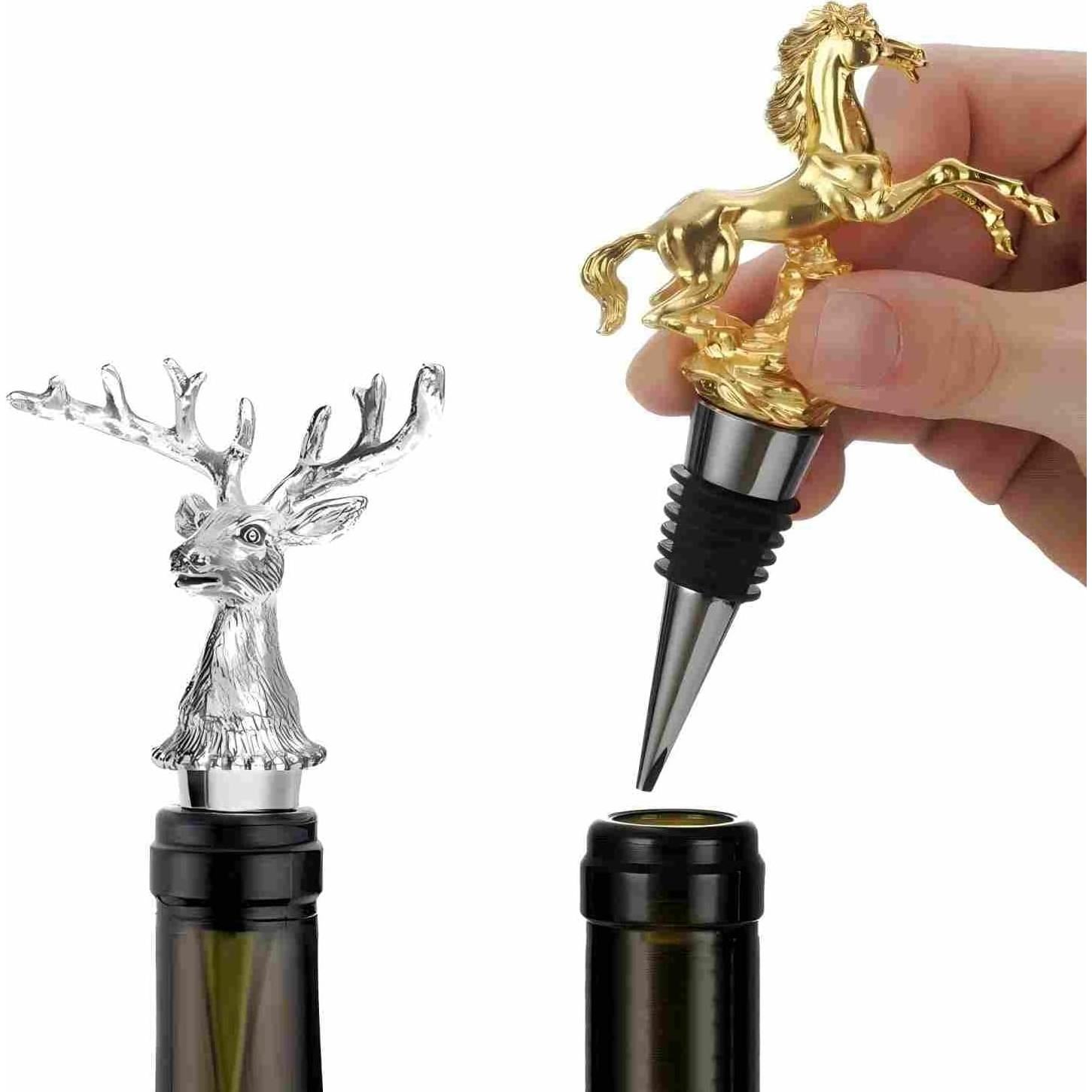 Set 2-en-1 ZenithCraft: Vertedor y Tapón de Vino Ciervo