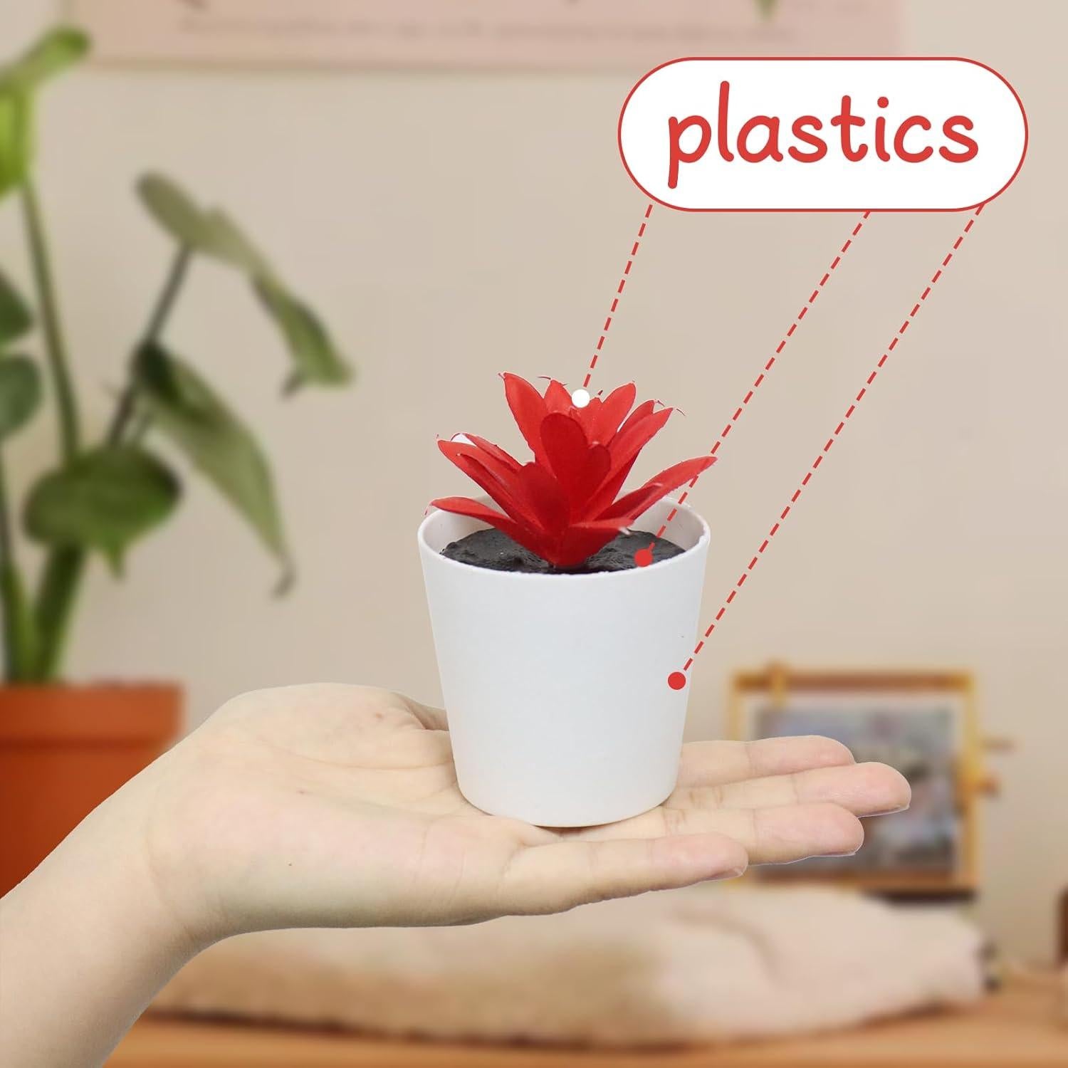 Planta Artificial Mini Roja Uguisu - Suculenta en Maceta 10cm