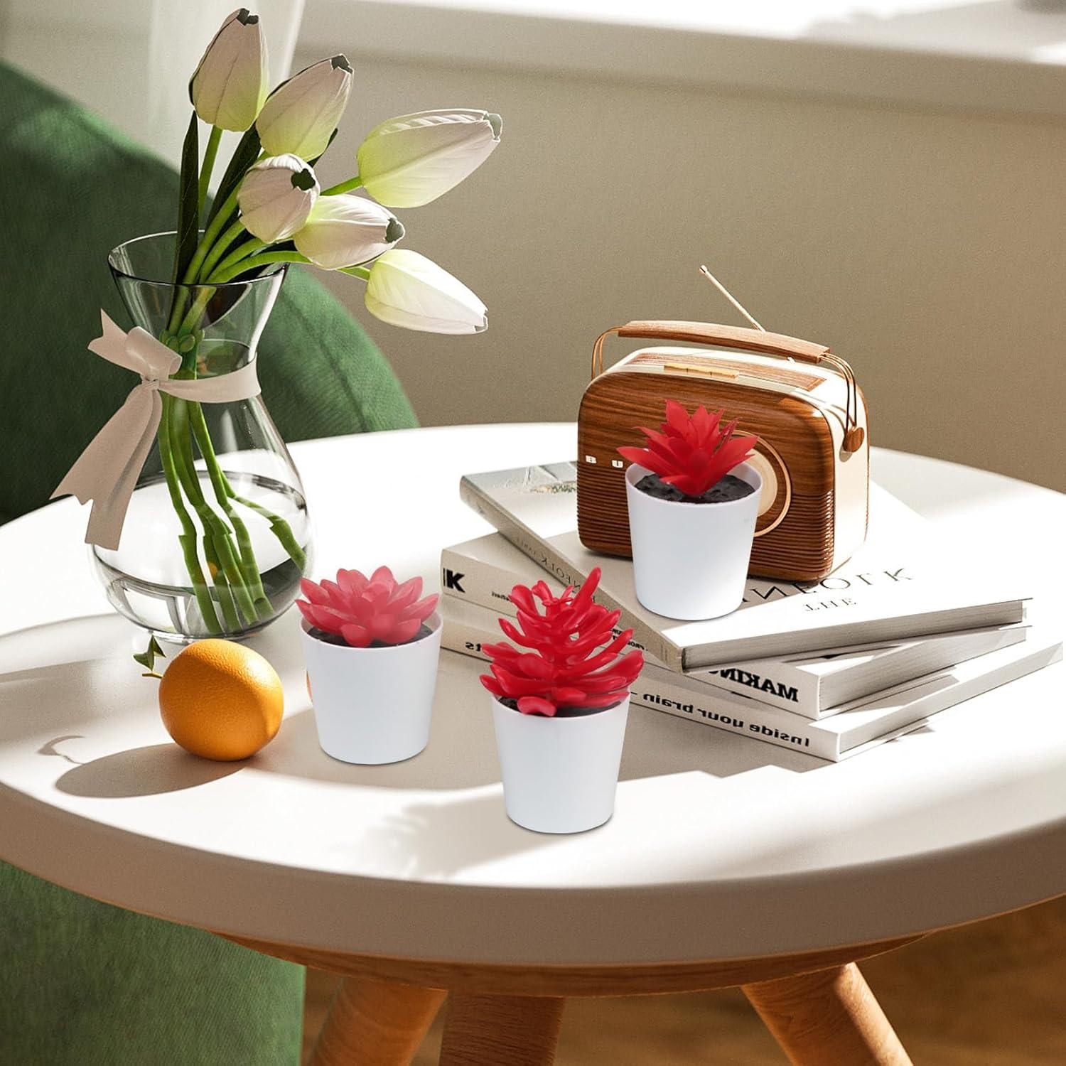 Planta Artificial Mini Roja Uguisu - Suculenta en Maceta 10cm