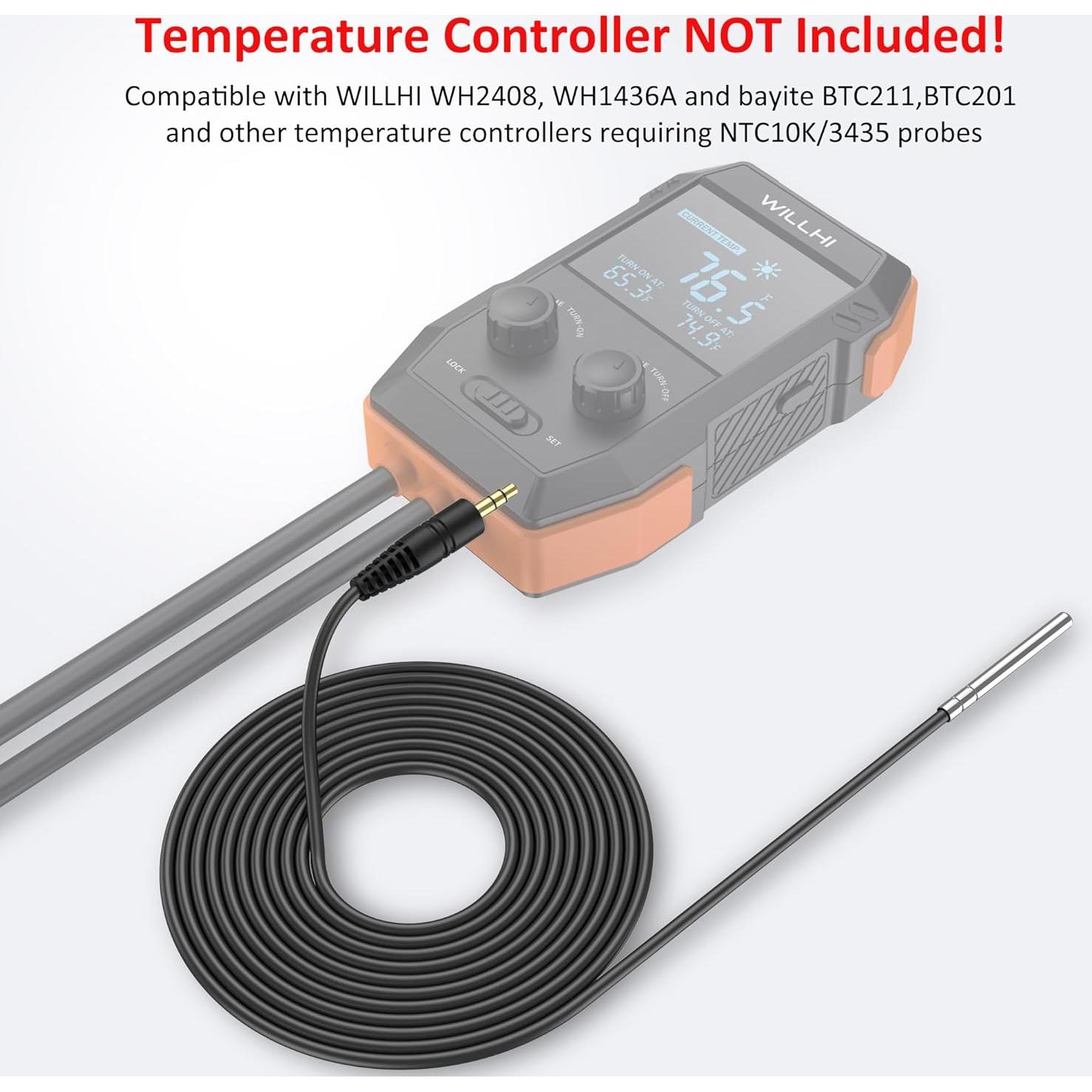 Sonda de Sensor de Temperatura NTC 10K WILLHI 2m Acero Inoxidable