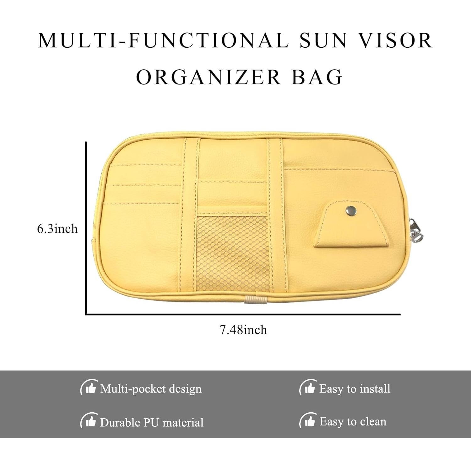 Organizador de Visera de Coche ZNDAW Beige con Múltiples Bolsillos