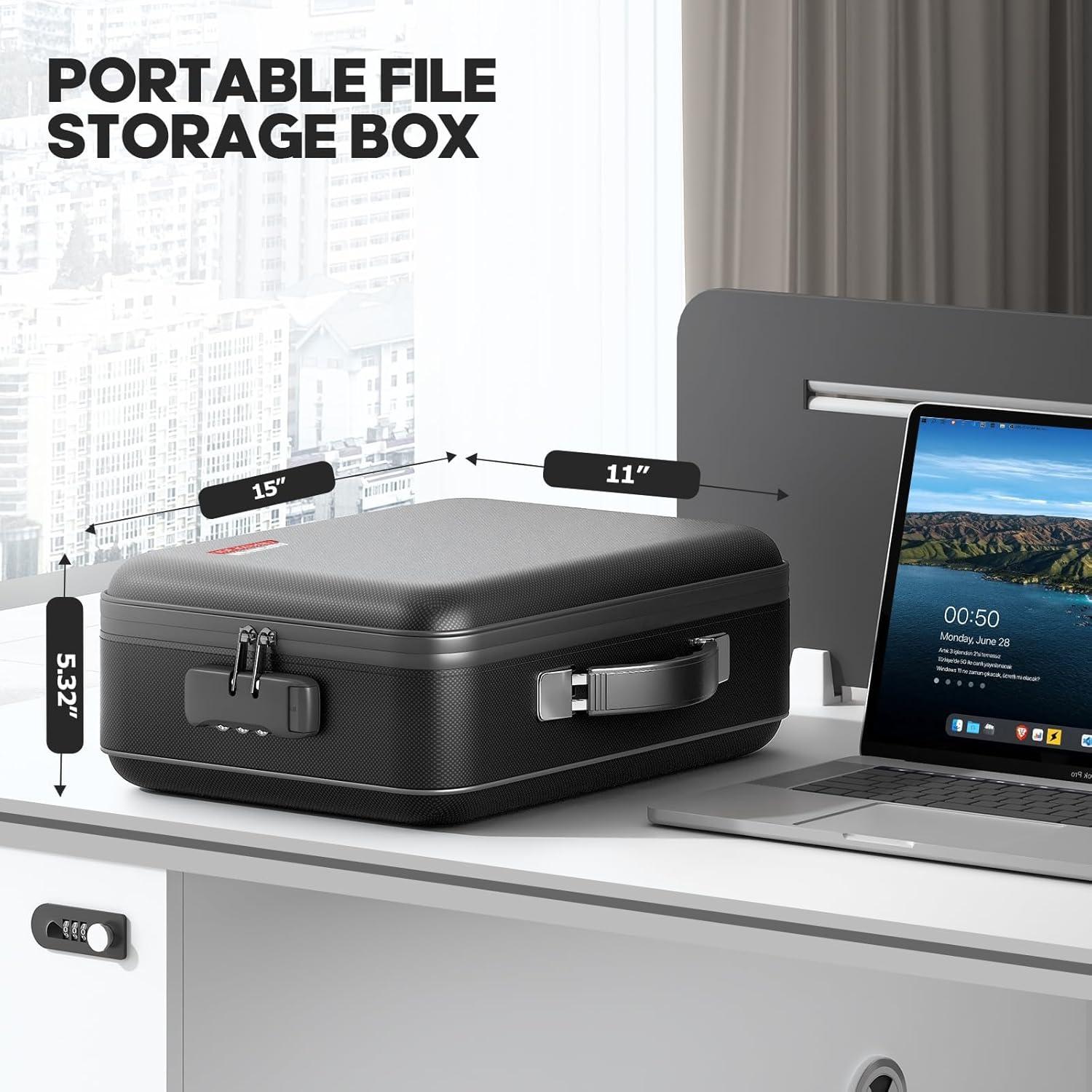 Caja de Documentos a Prueba de Fuego BigPonPon Negra 38.1x27.9cm