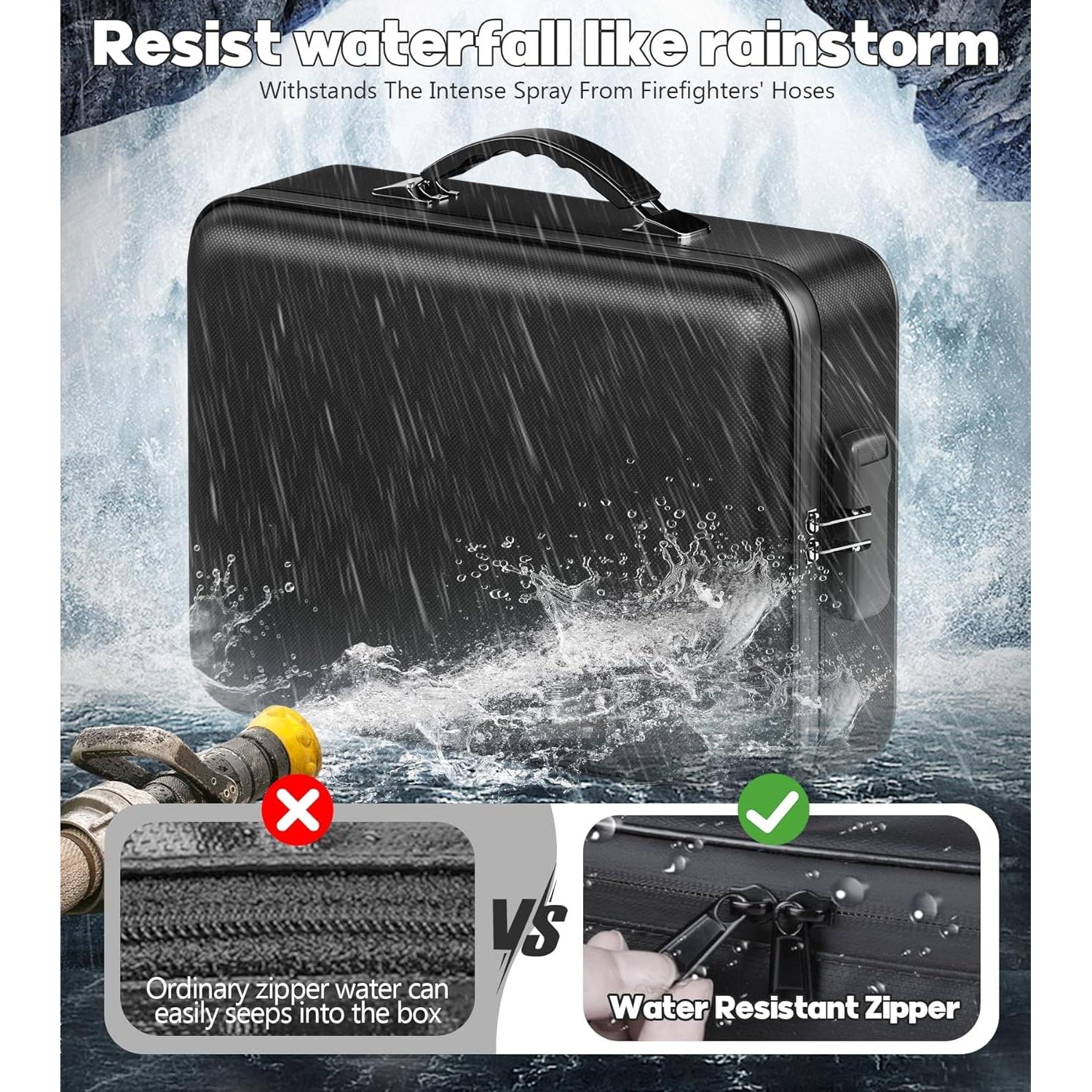 Caja de Documentos a Prueba de Fuego BigPonPon Negra 38.1x27.9cm