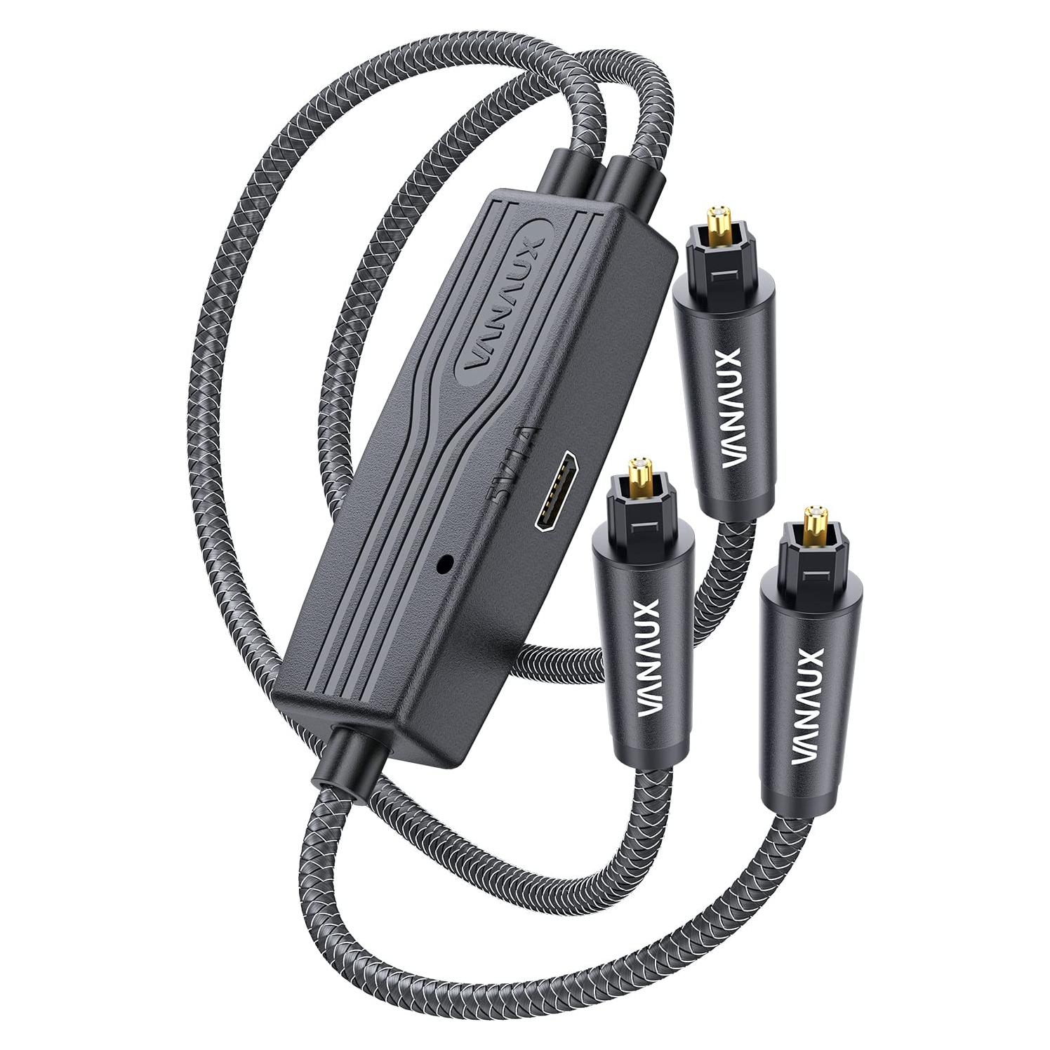 Cable Divisor Óptico Digital VANAUX 1 en 2 Salidas 1.5m