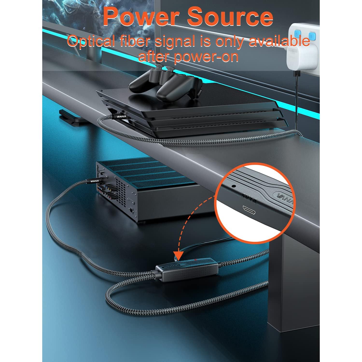 Cable Divisor Óptico Digital VANAUX 1 en 2 Salidas 1.5m