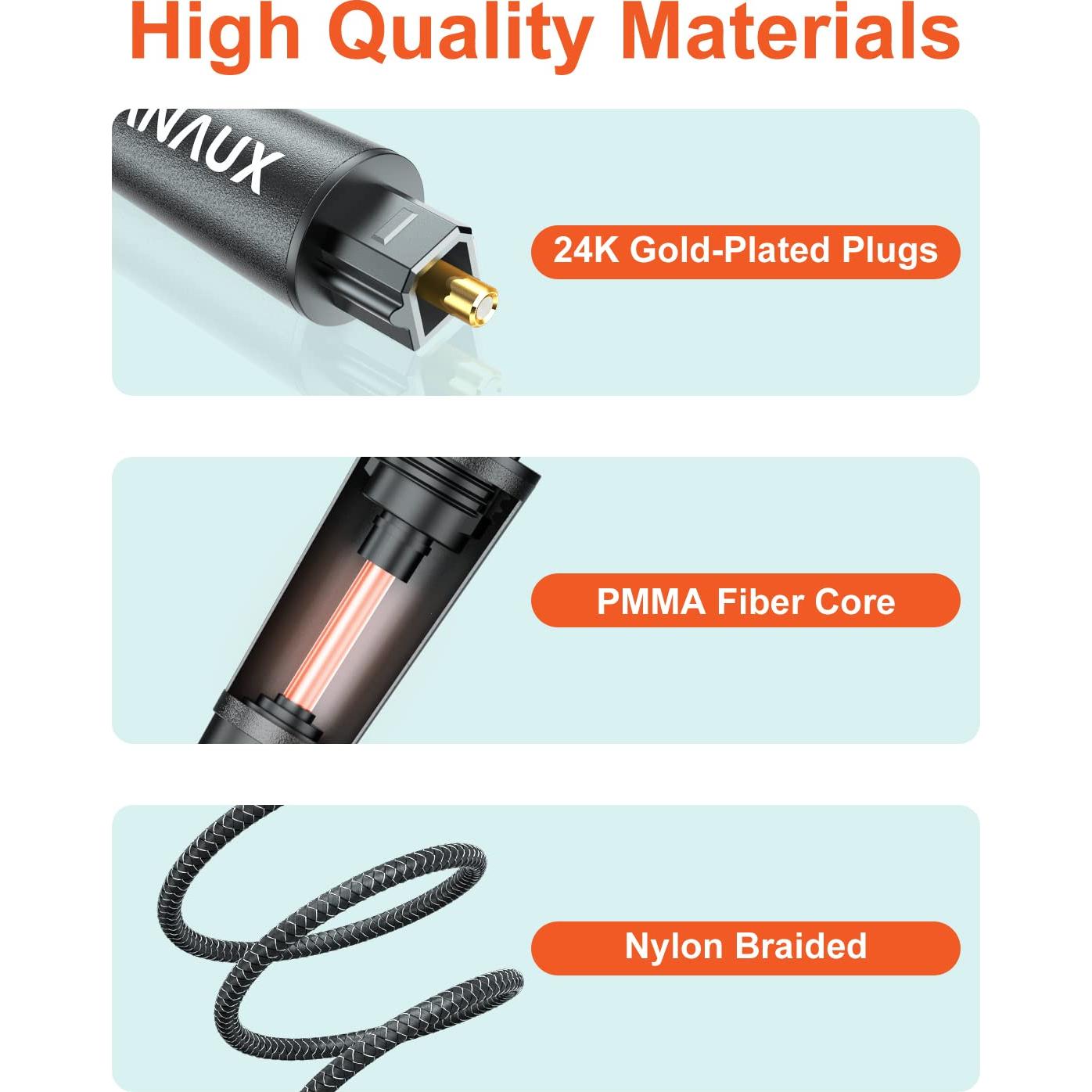 Cable Divisor Óptico Digital VANAUX 1 en 2 Salidas 1.5m