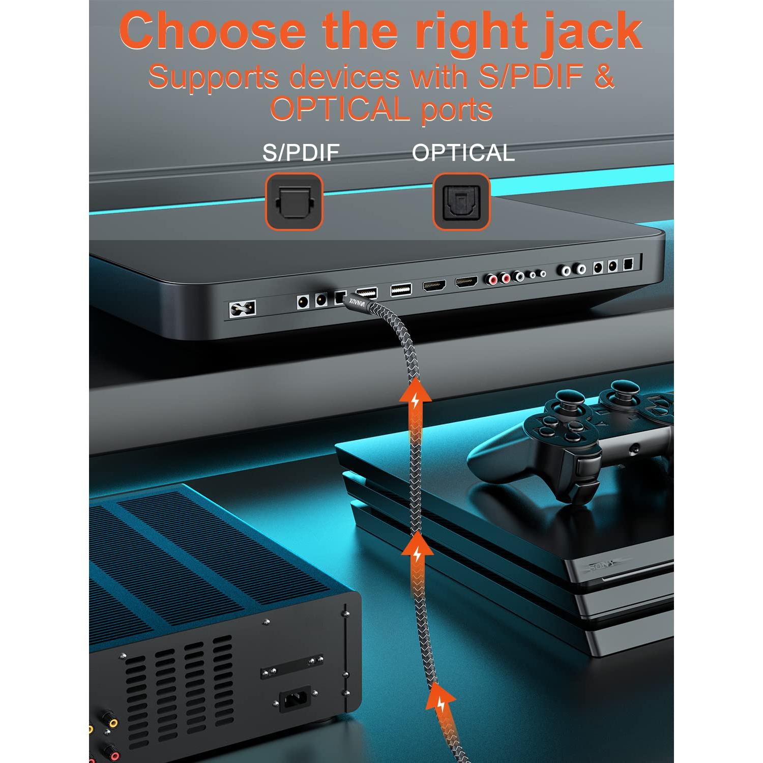 Cable Divisor Óptico Digital VANAUX 1 en 2 Salidas 1.5m