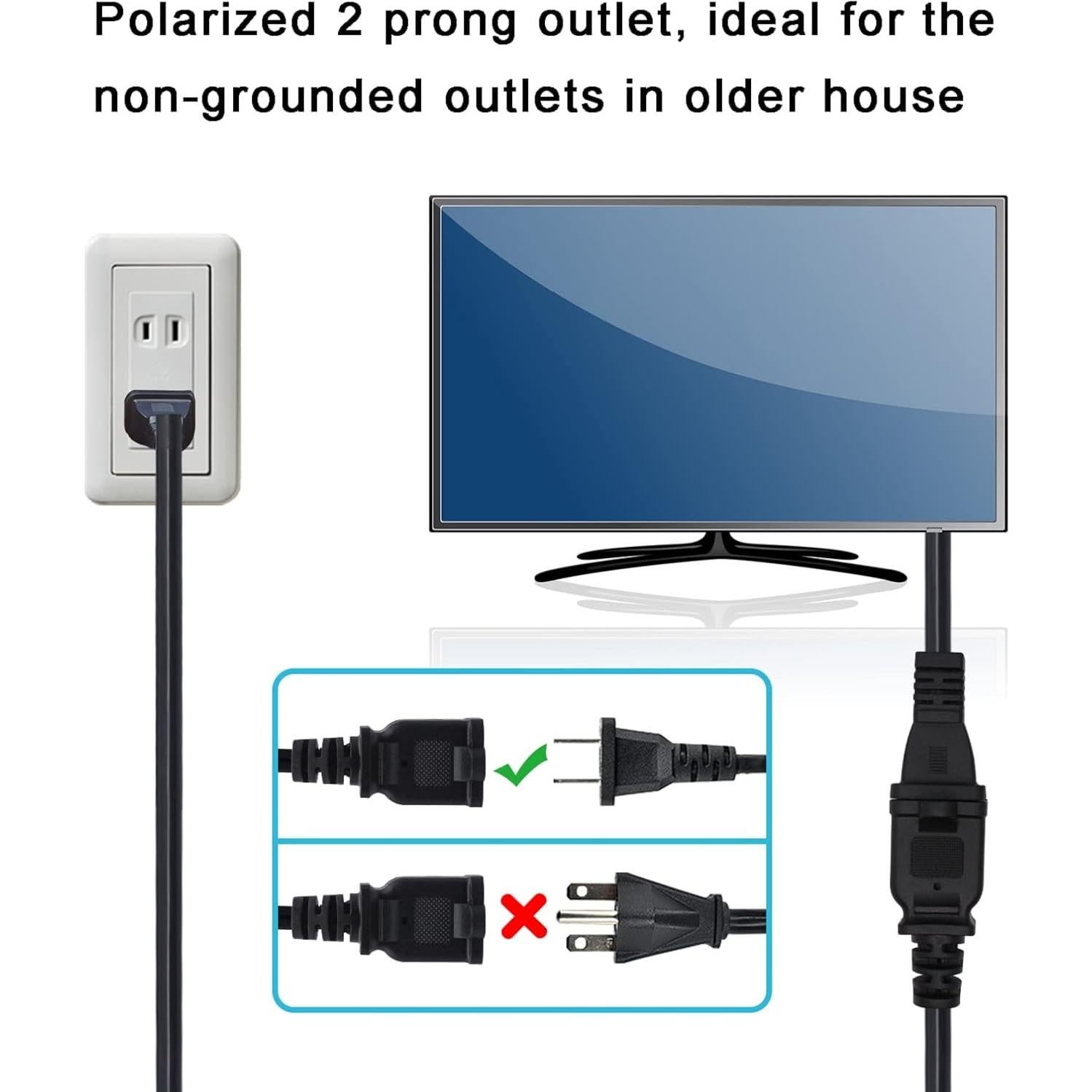 Cable de Extensión 0.91m Yeatel Paquete de 2 Negro 18 AWG