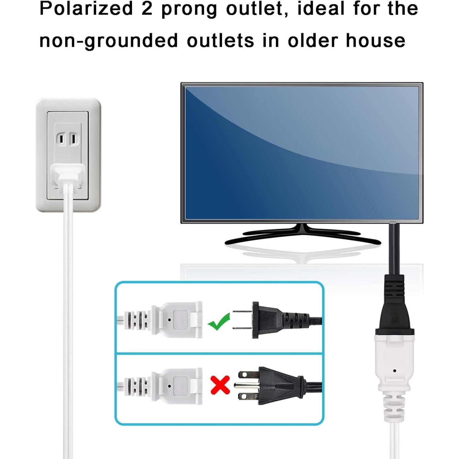 Cable de Extensión 1.52m Yeatel 18AWG Polarizado Blanco