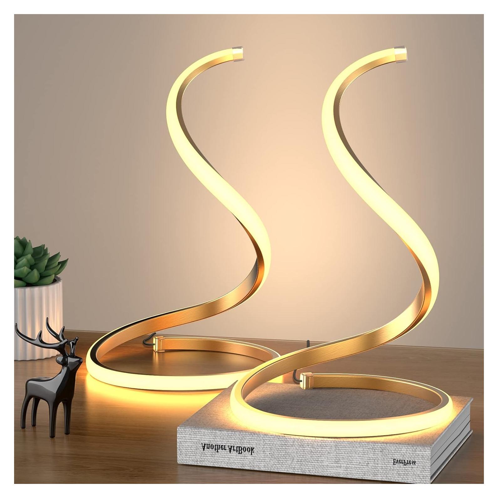 Juego de 2 Lámparas de Mesa LED NUÁR Doradas Regulables